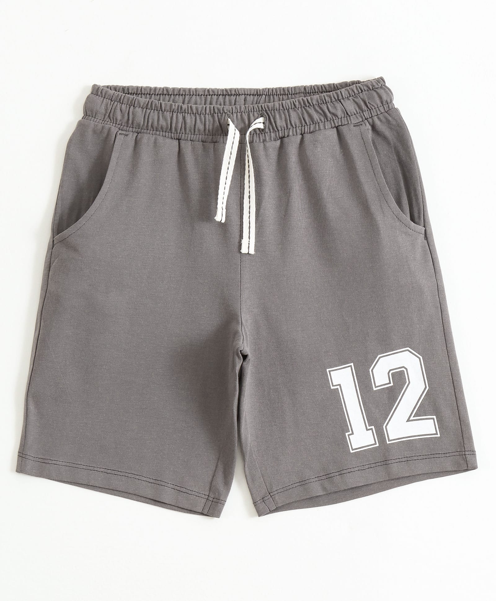 JusCubs Cotton Knit 12 Number Printed Shorts - Grey-image-48