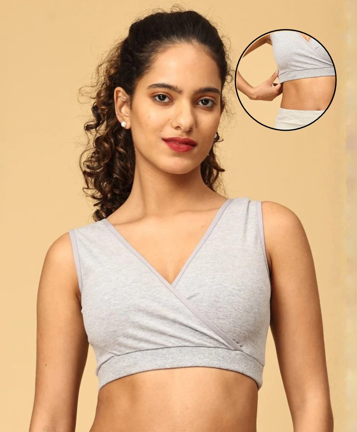 The Mom Store Cotton Knit Solid Bra - Grey-image-27