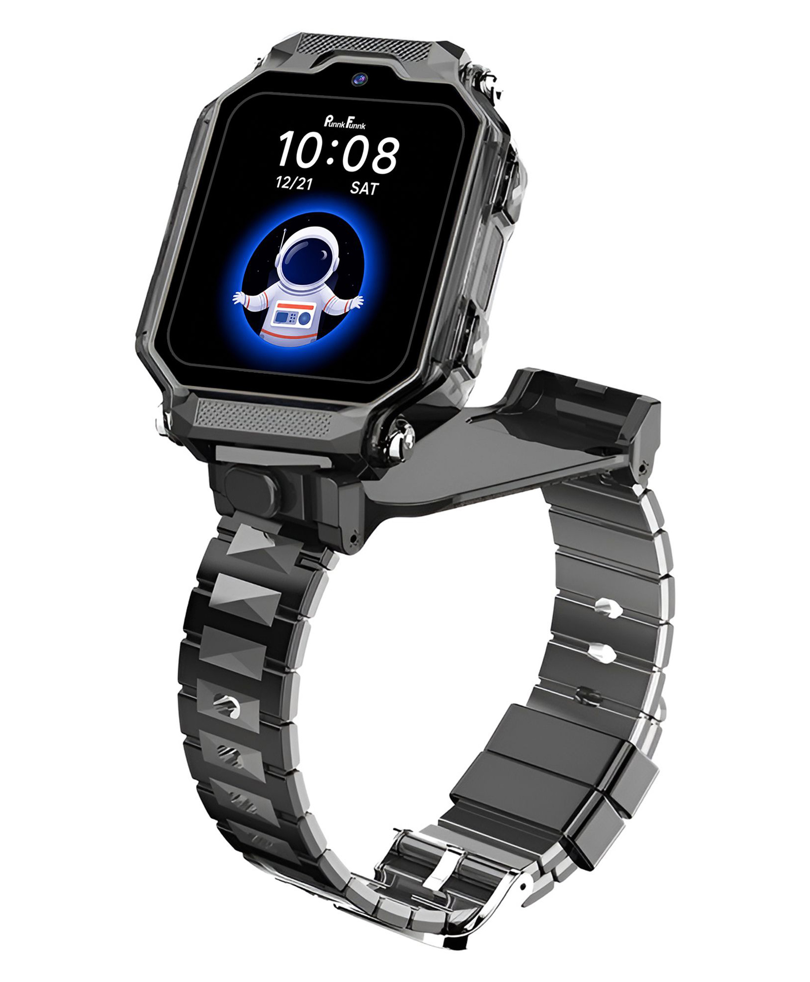 PunnkFunnk Kids Smart Watch with Dual Camara, 360° Rotating Design, HD Display, Video Calling, Chat, Rechargeable Battery & Adjustable Strap, Transparent Body for Boys & Girls - (Black)-image-2