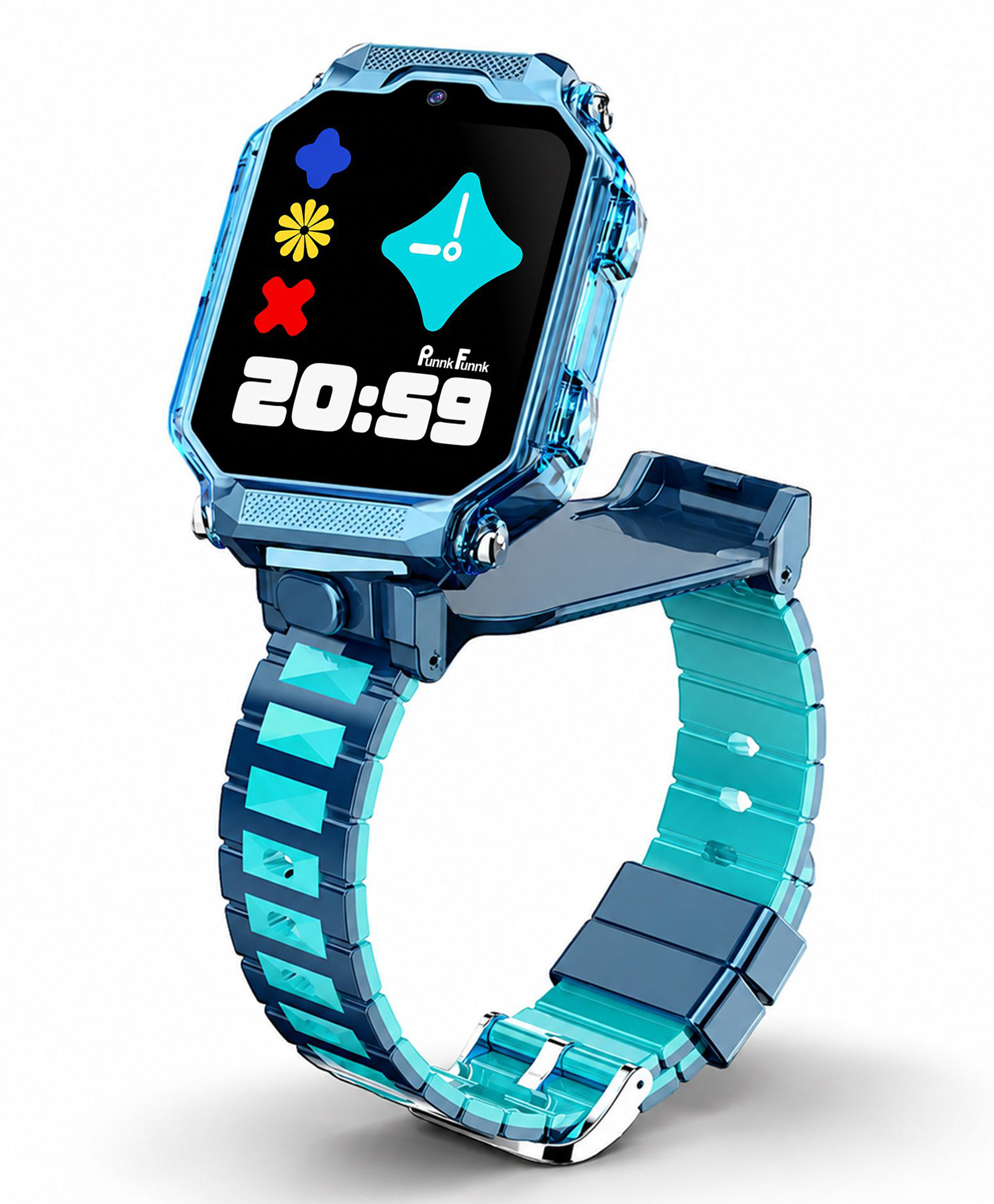 PunnkFunnk Kids Smart Watch with Dual Camara, 360° Rotating Design, HD Display, Video Calling, Chat, Rechargeable Battery & Adjustable Strap, Transparent Body for Boys & Girls - (Aqua Blue)-image-20