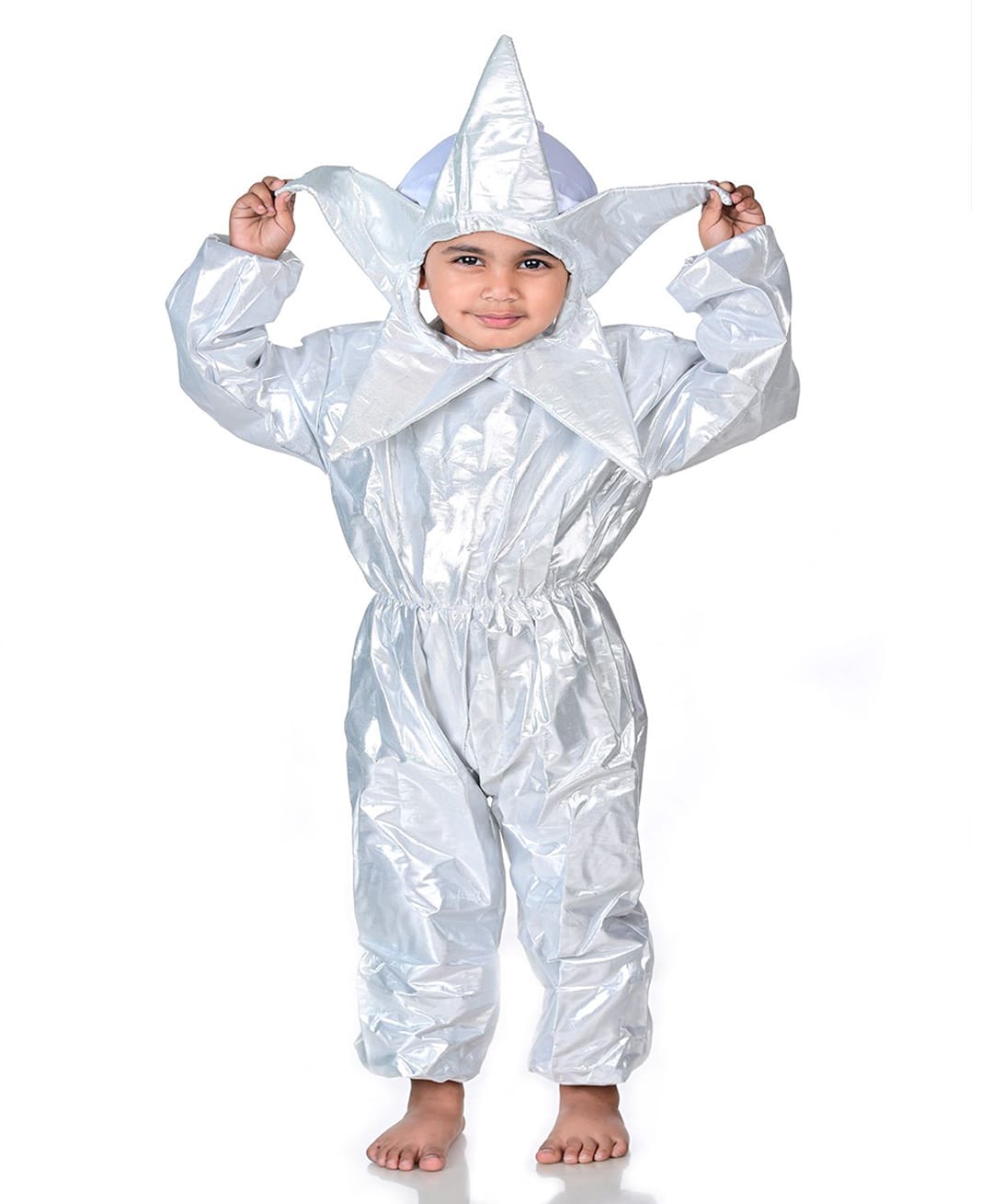 BookMyCostume Woven Full Sleeves Star Designed Fancy Dress Costume Set - Silver-picture-15