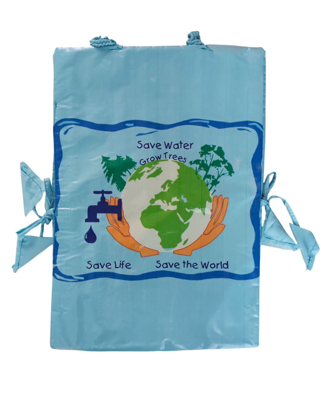 BookMyCostume Woven Save Water Grow Trees Save The World Text Designed Fancy Dress Costume Set - White & Blue-image-33