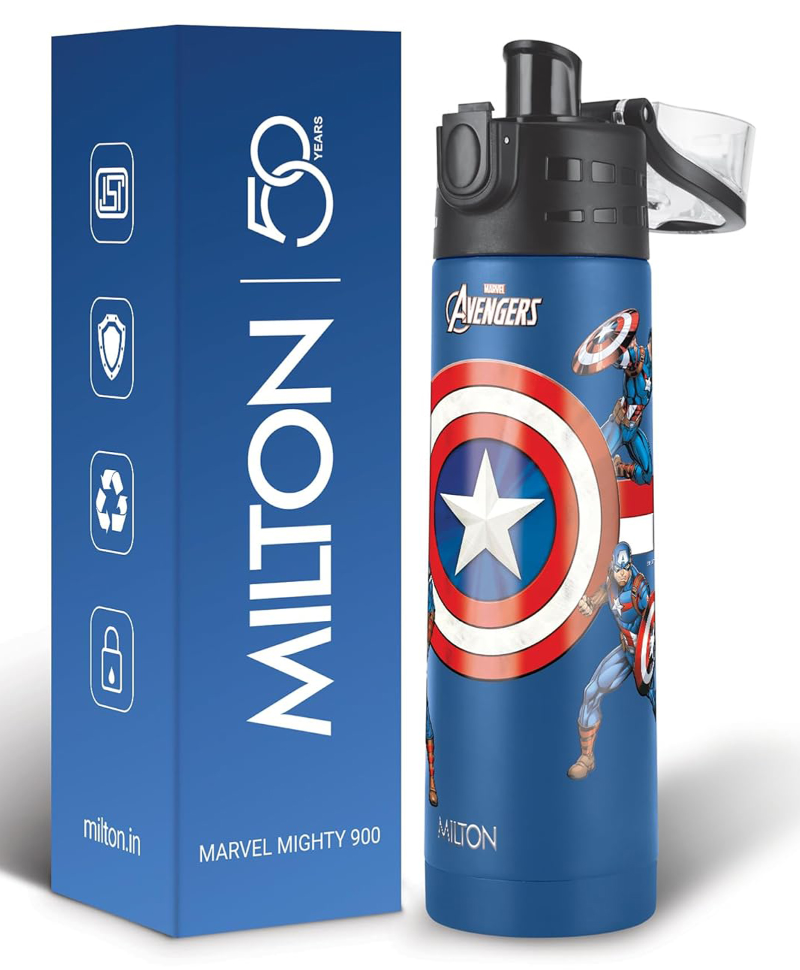 Milton Marvel Mighty 900 Thermosteel ISI Certified Water Bottle, 750 ml Stainless Steel,Long Hours Hot and Cold, Leak Proof, Vacuum Insulation, for Office, School, Gym, Blue Captain America-image-25