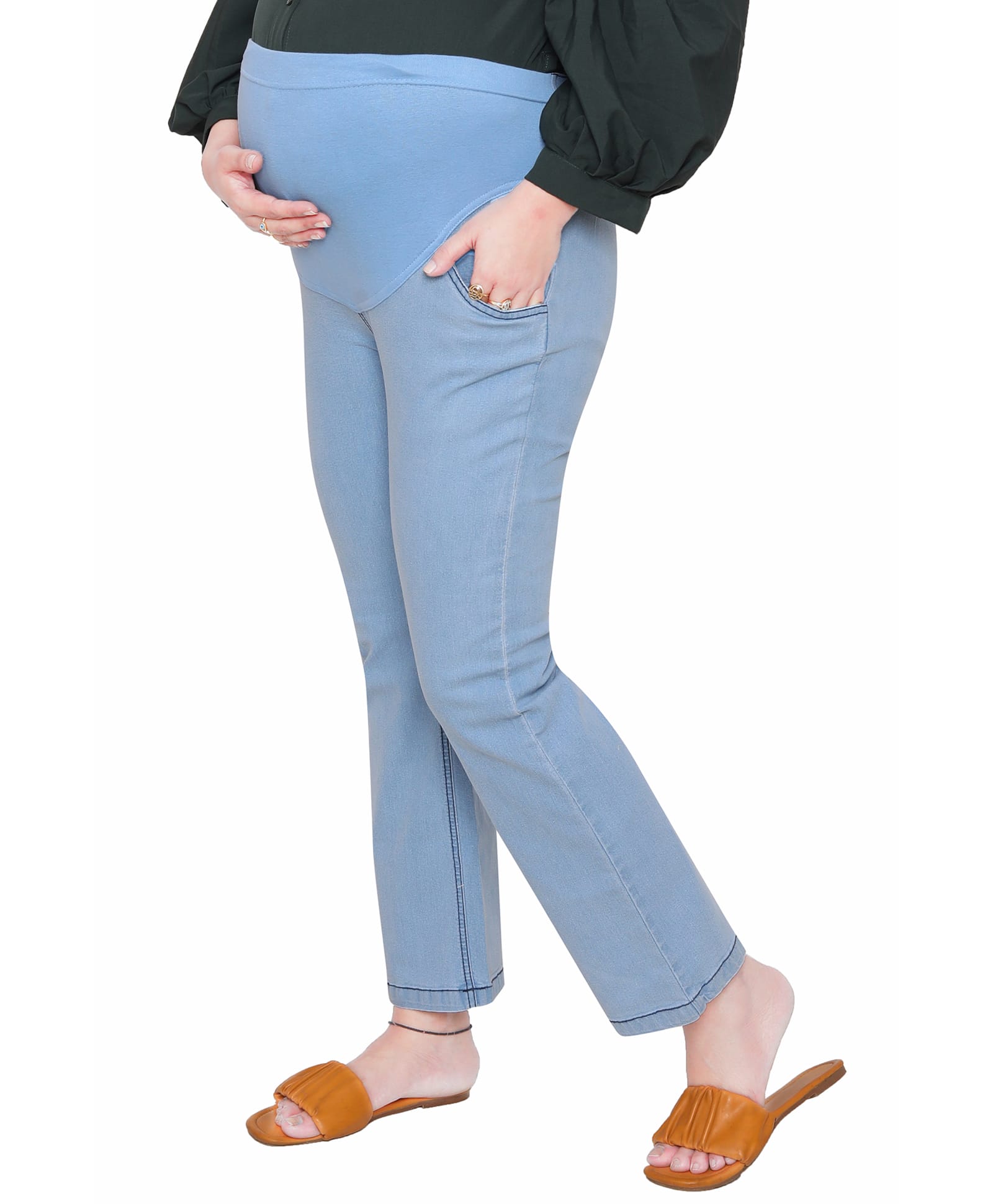 Mama & Bebe Denim Washed Maternity Jeans - Ice Blue-picture-16