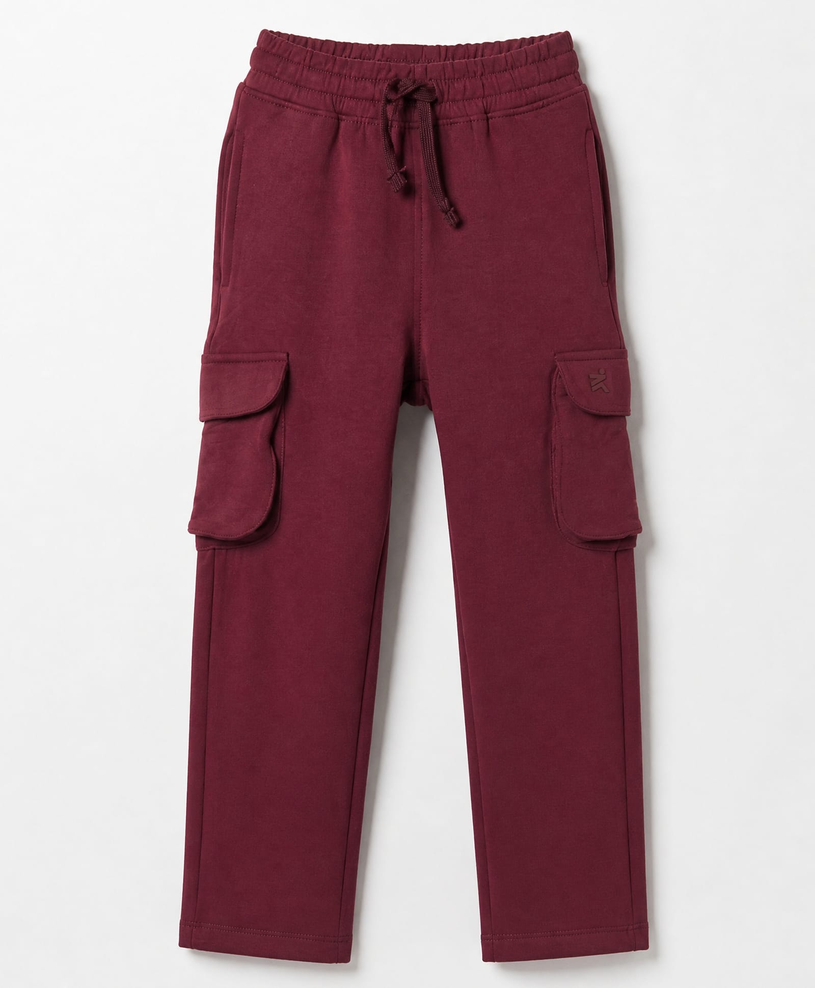 Doreme Terry Knit Full Length Fleece and Woollen Bottomwear With Cargo Pockets - Burgundy-image-14