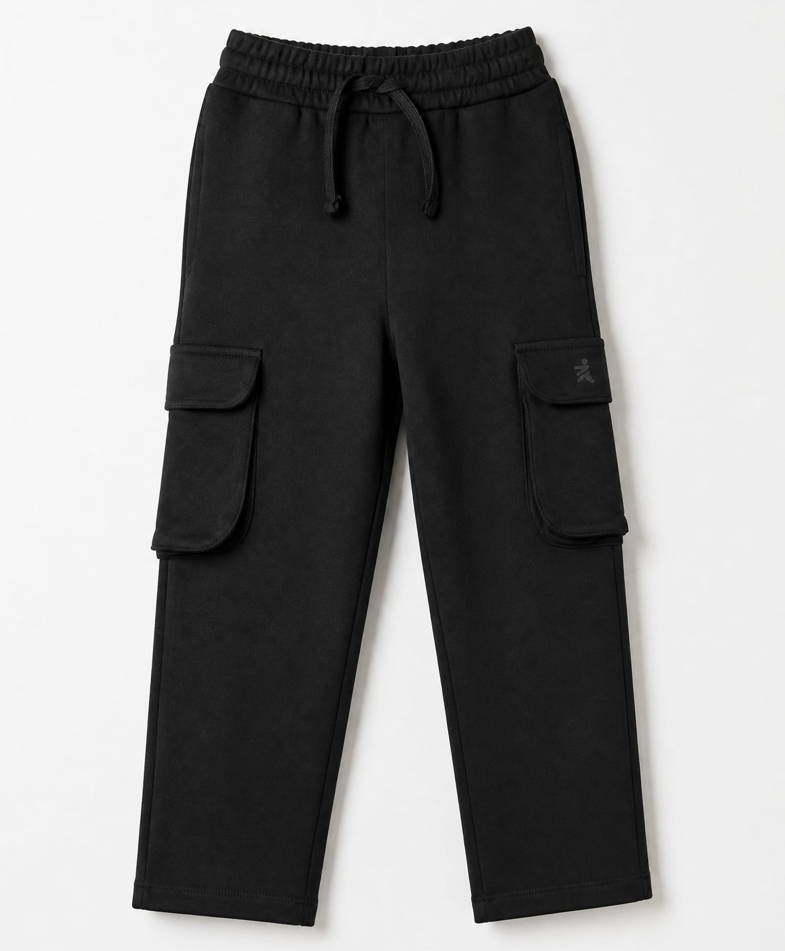 Doreme Terry Knit Full Length Fleece and Woollen Bottomwear With Cargo Pockets - Black-image-45