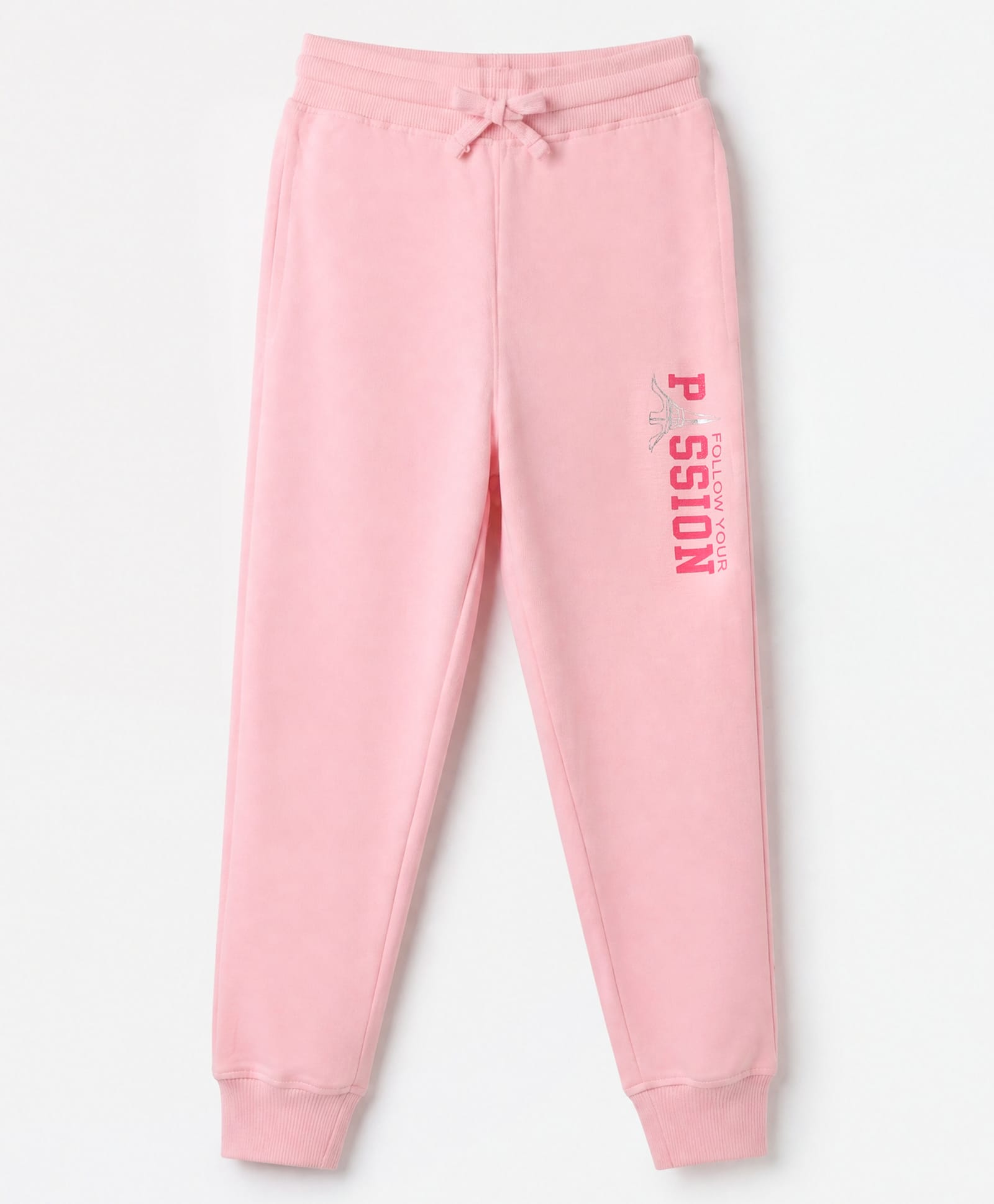 Doreme Terry Knit Full Length Fleece and Woollen Bottomwear With Text Print - Pink-picture-13