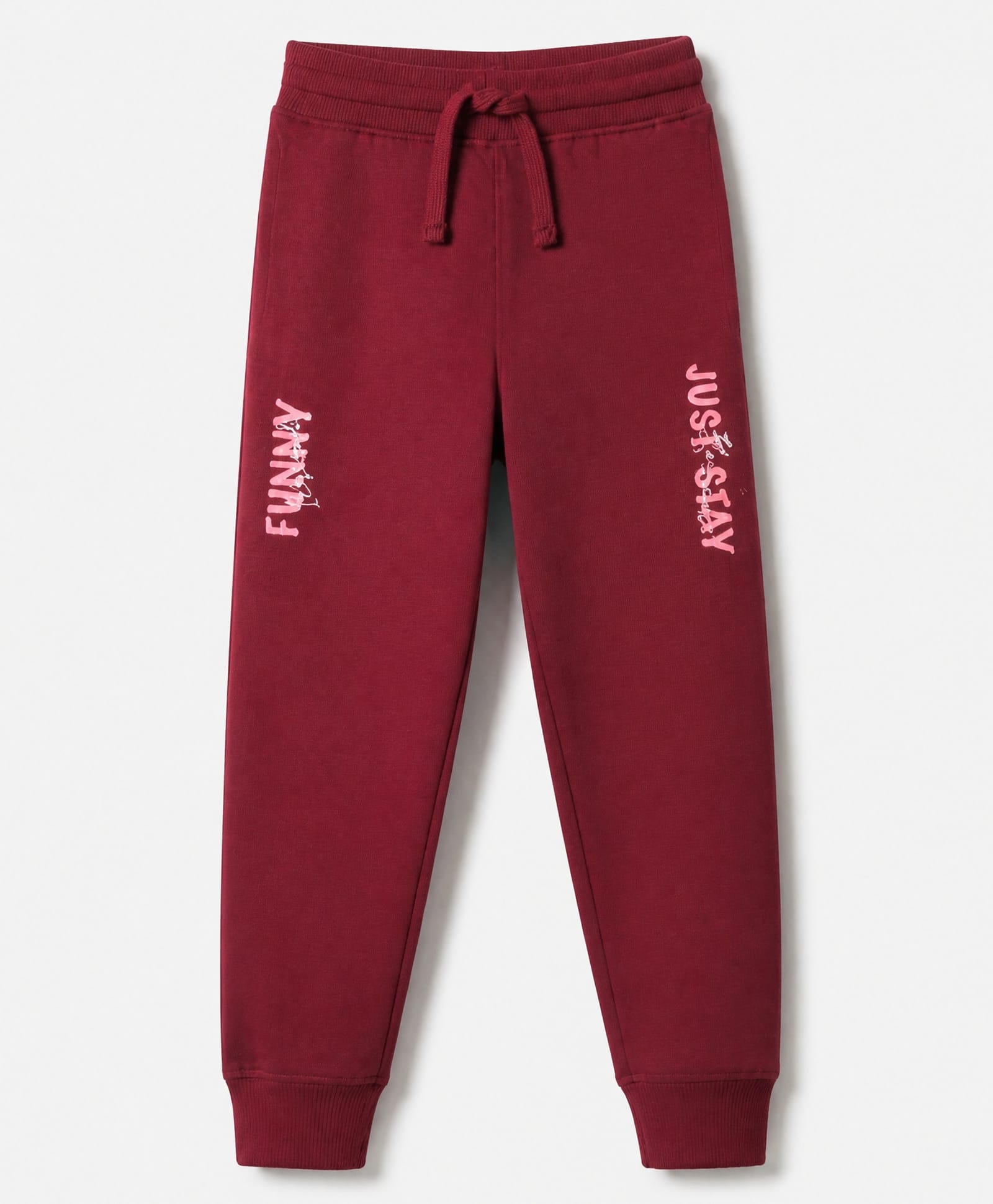 Doreme Terry Knit Full Sleeves Fleece and Woollen Bottomwear With Text Print - Maroon-image-45