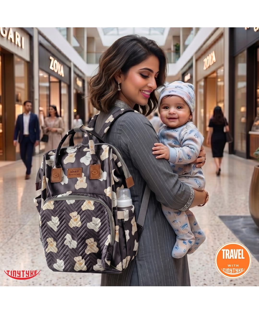 TinyTyke- Smart Organizer Baby Diaper Backpack Bag , Insulated Bottle Pockets-image-11