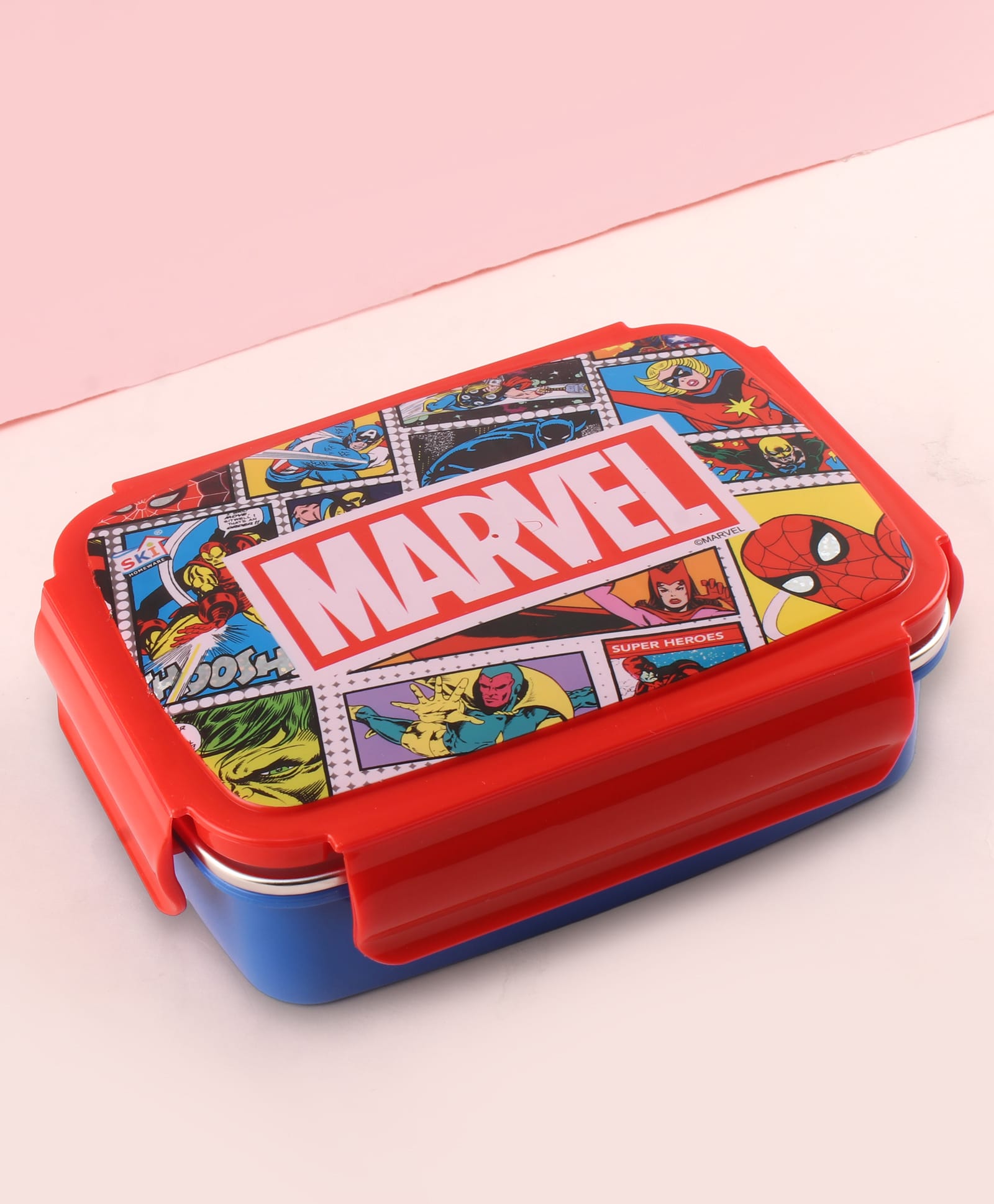 Marvel By SKI Crunchy Steel Insulated 2 Grid bento Lunch Box - Red & Blue-picture-11