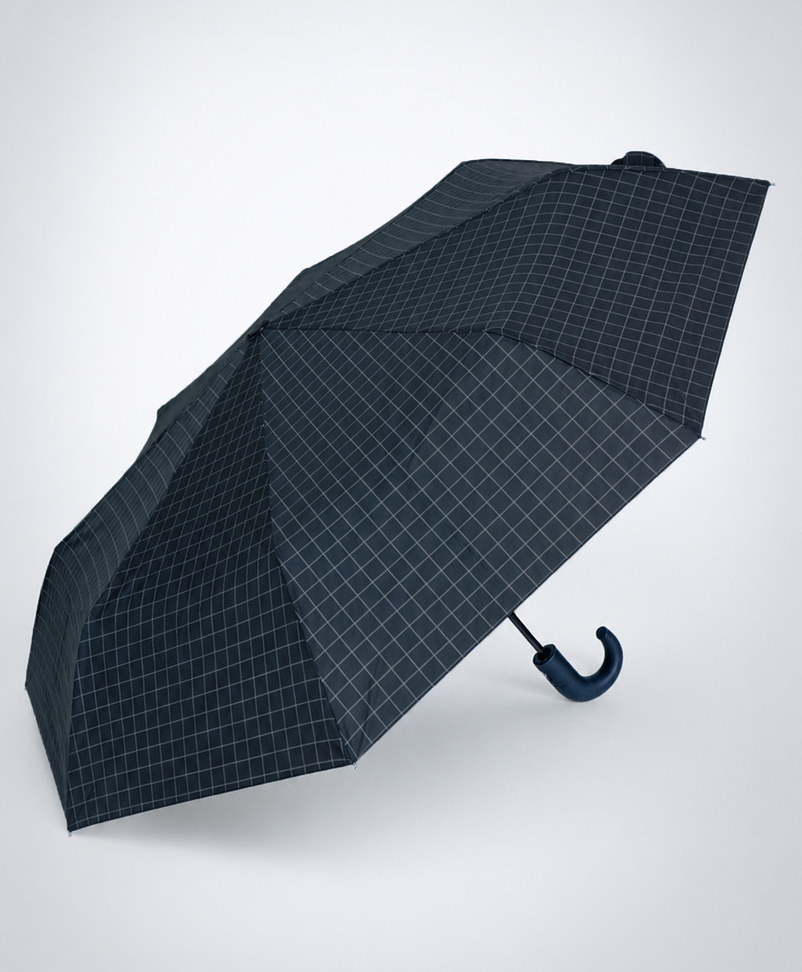 Little Surprise Box Checked Three Fold Umbrella -Black-image-6