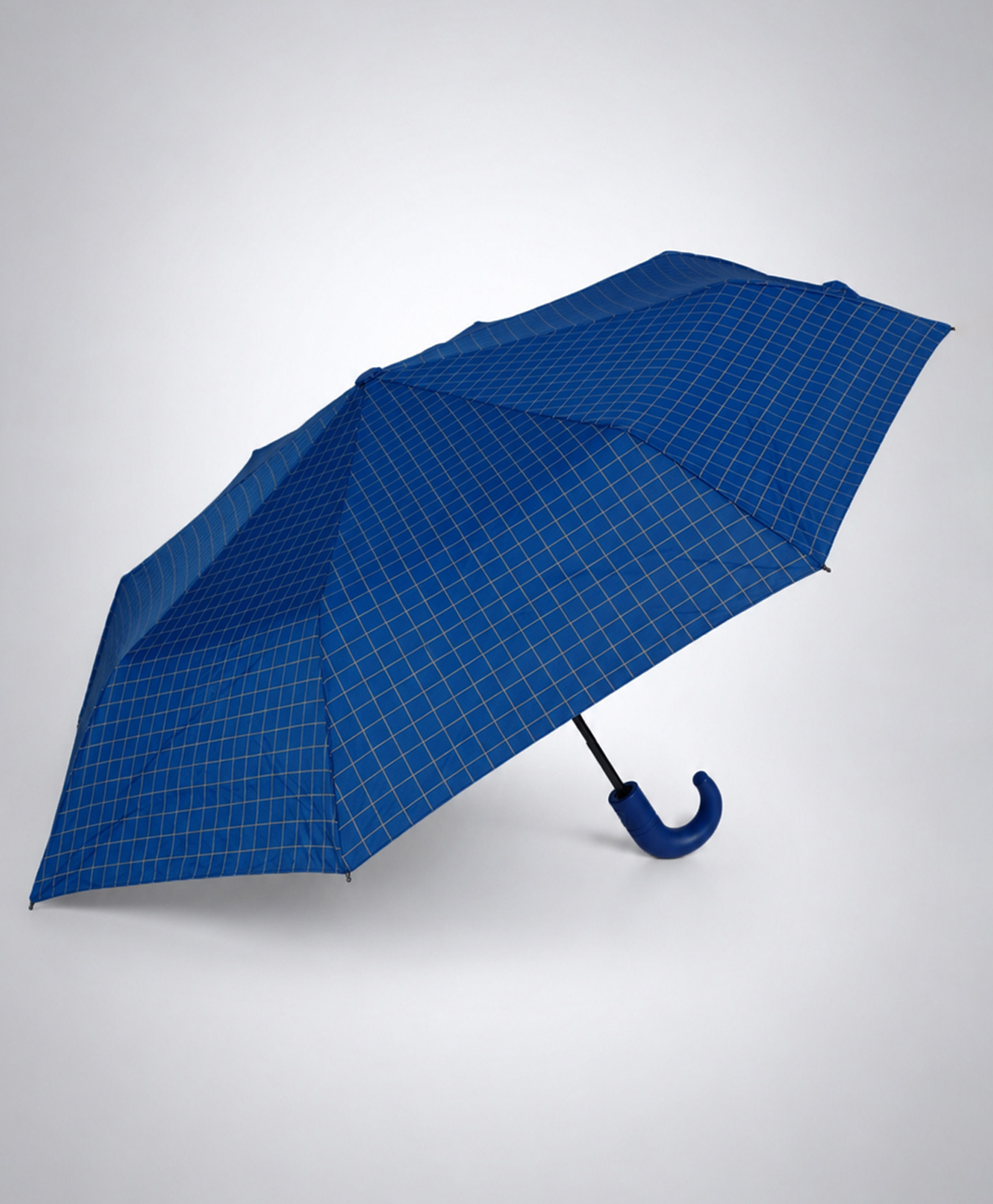Little Surprise Box 3 Fold Navy Blue Checkered Umbrella For Teens-Navy Blue-image-6