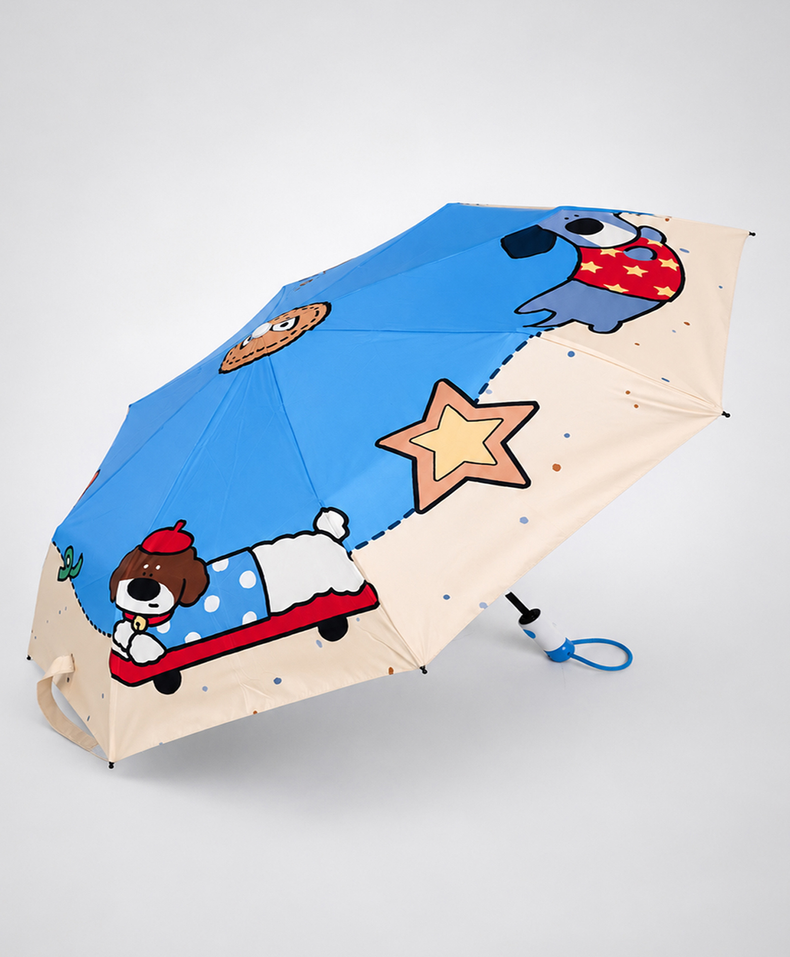 Little Surprise Box Puppies Designed Three Fold Umbrella - Blue-picture-10