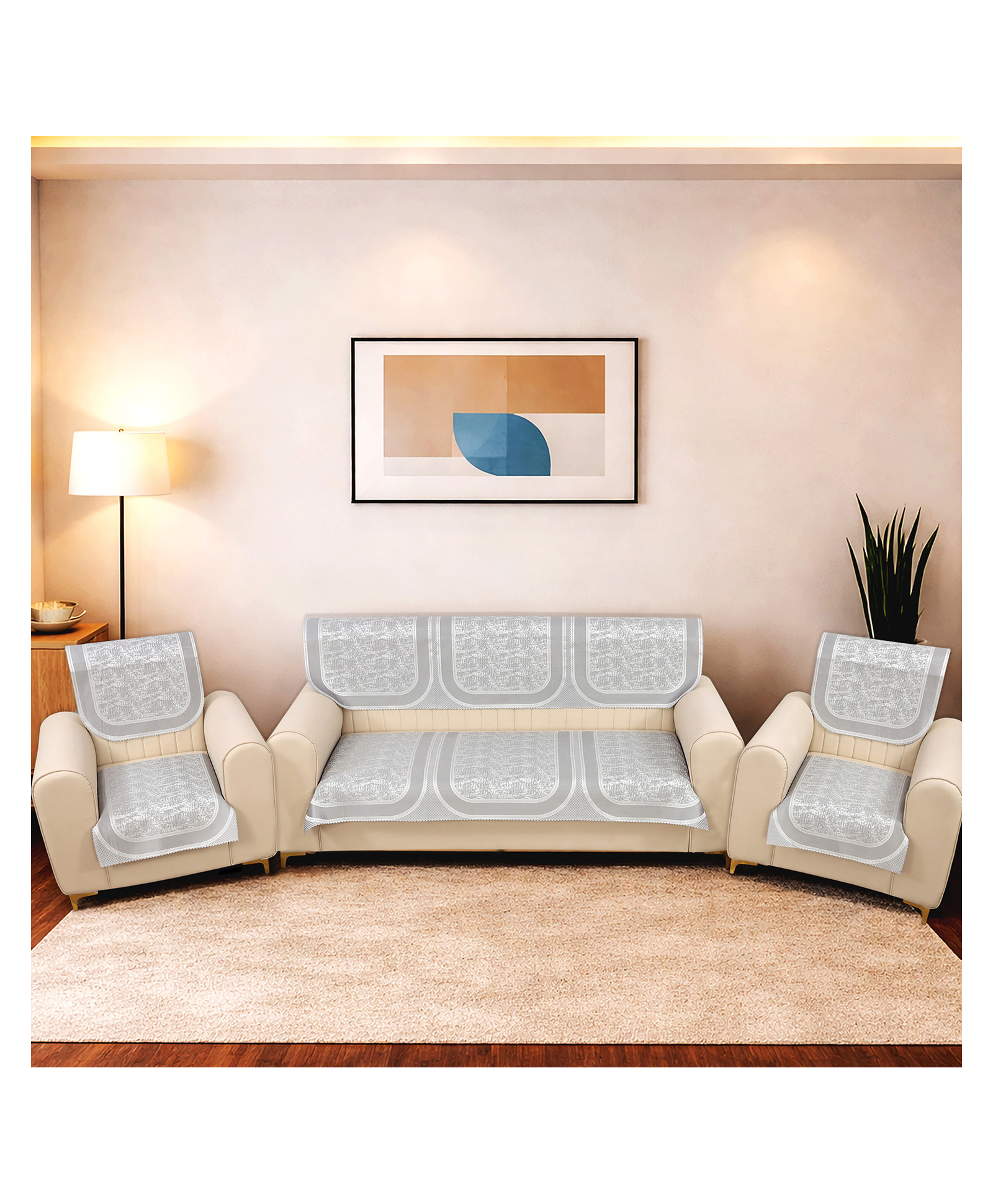 Morado Premium Chenille Sofa Cover Set for 5 Seater Sofa (3+1+1) | 10 Pcs Ultra Soft, Washable, Anti-Slip Sofa Protector | Grey Frame-picture-37