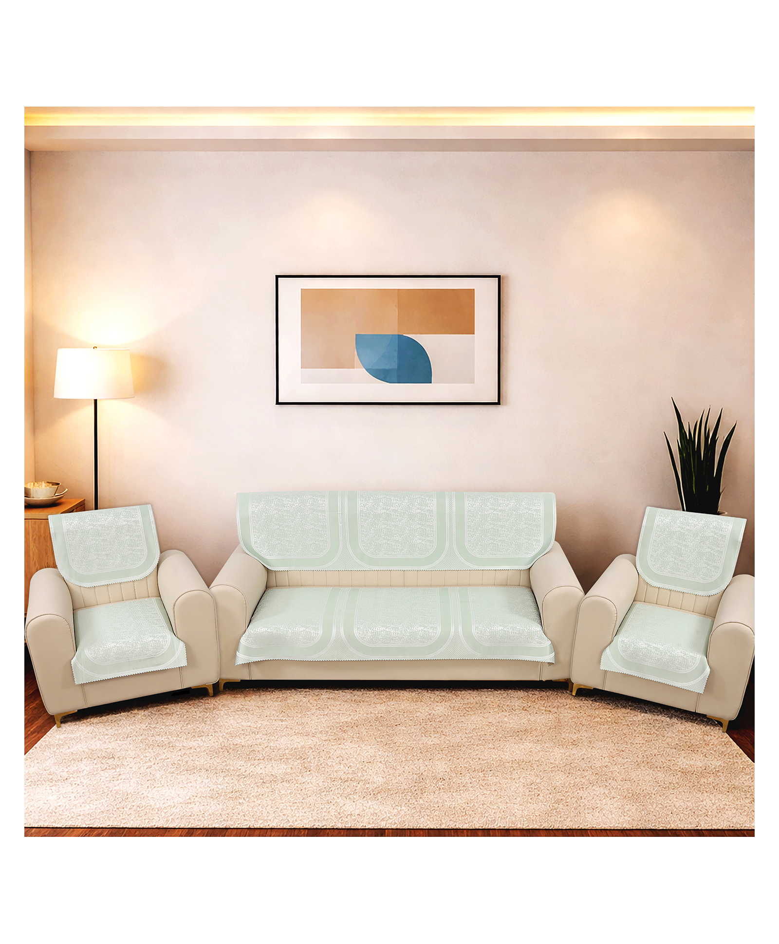 Morado Premium Chenille Sofa Cover Set for 5 Seater Sofa (3+1+1) | 10 Pcs Ultra Soft, Washable, Anti-Slip Sofa Protector | Pista Frame-picture-28