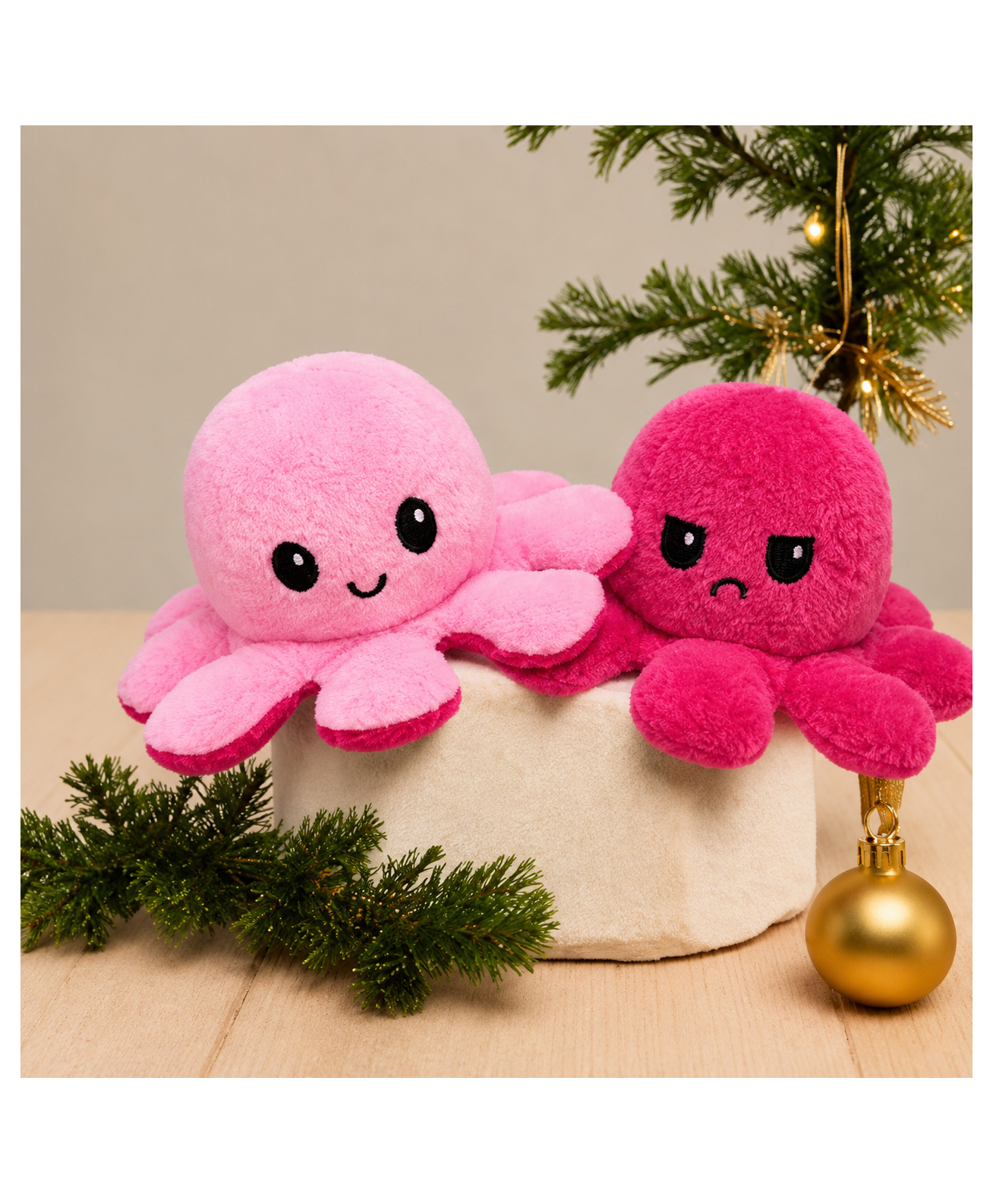 Reversible Pink & Dark Pink Octopus Plush Soft Toy Happy & Angry Mood Plush-image-16