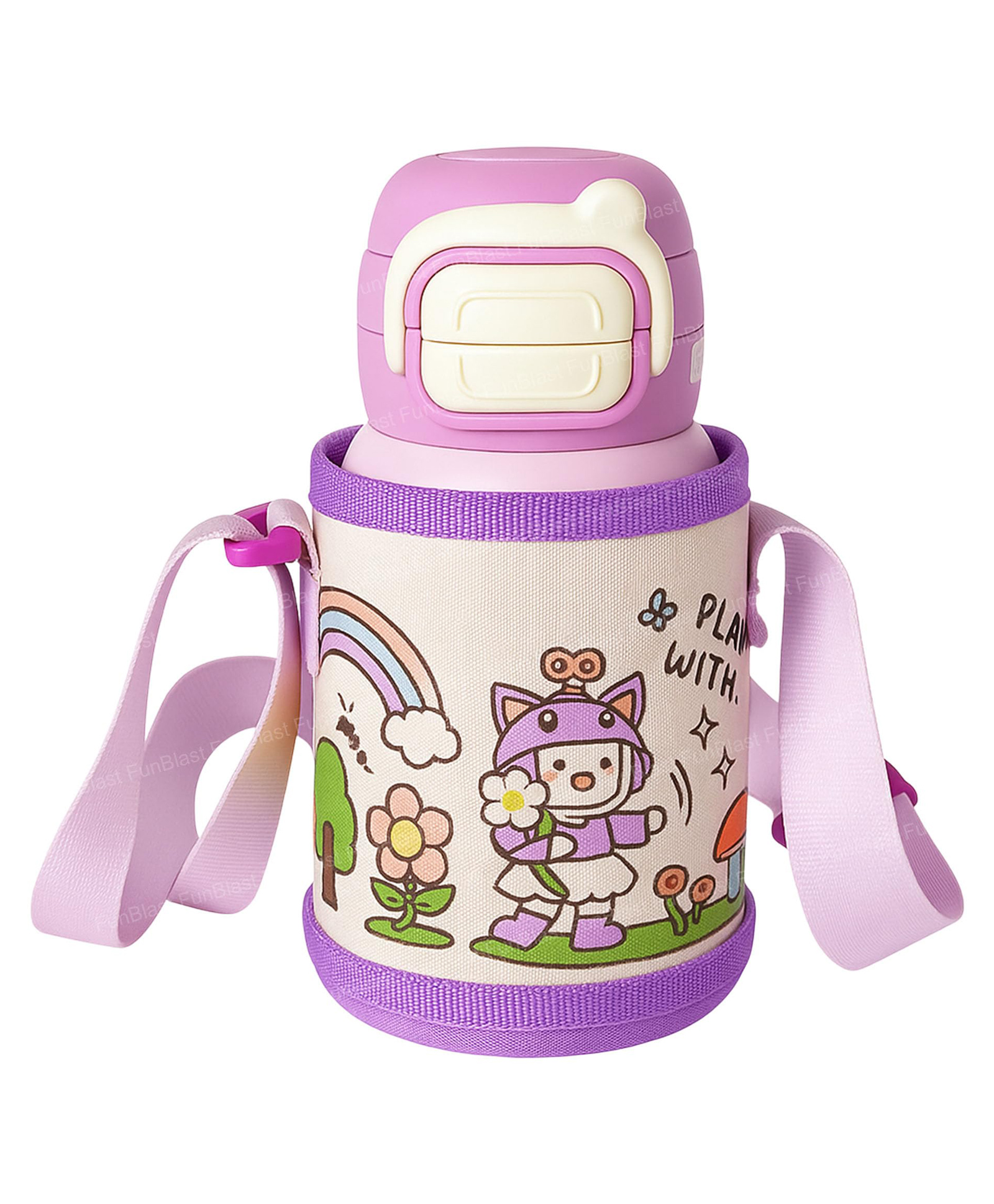 FunBlast Stainless steel Cartoon Hot & Cold-Water Bottle for Kids, Boys & Girls - 500 ML (Purple)-picture-34