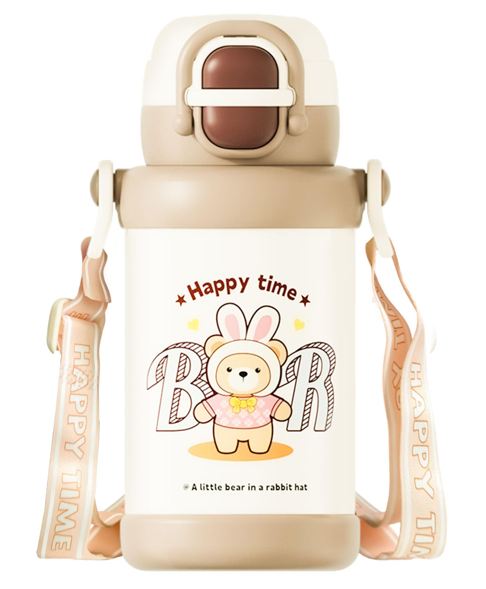 FunBlast Cartoon Design Insulated Stainless Steel Water Bottle for Kids - 550 ML (Khaki)-image-38
