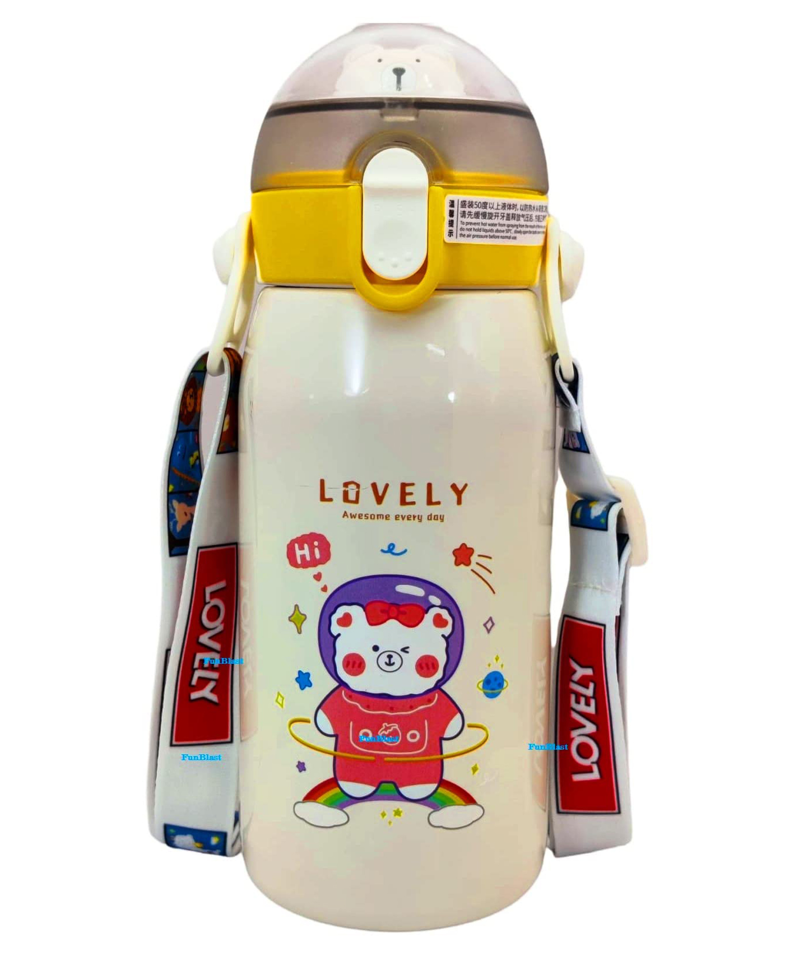 FunBlast Cartoon Design Insulated Stainless Steel Water Bottle for Kids - 530 ML (Cream)-picture-33