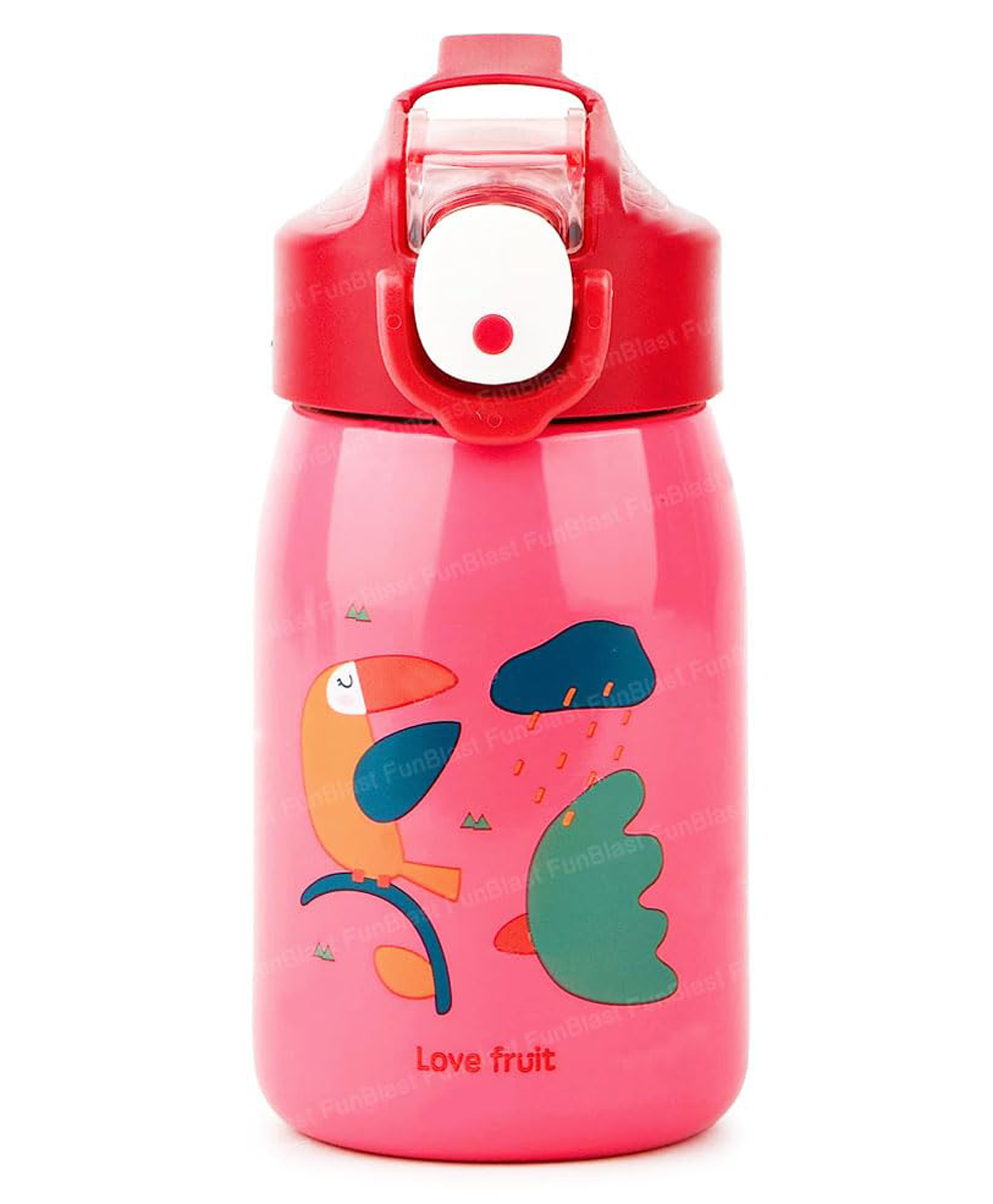 FunBlast Cartoon Design Insulated Stainless Steel Water Bottle with Straw for Kids - 400 ML (Pink)-picture-22