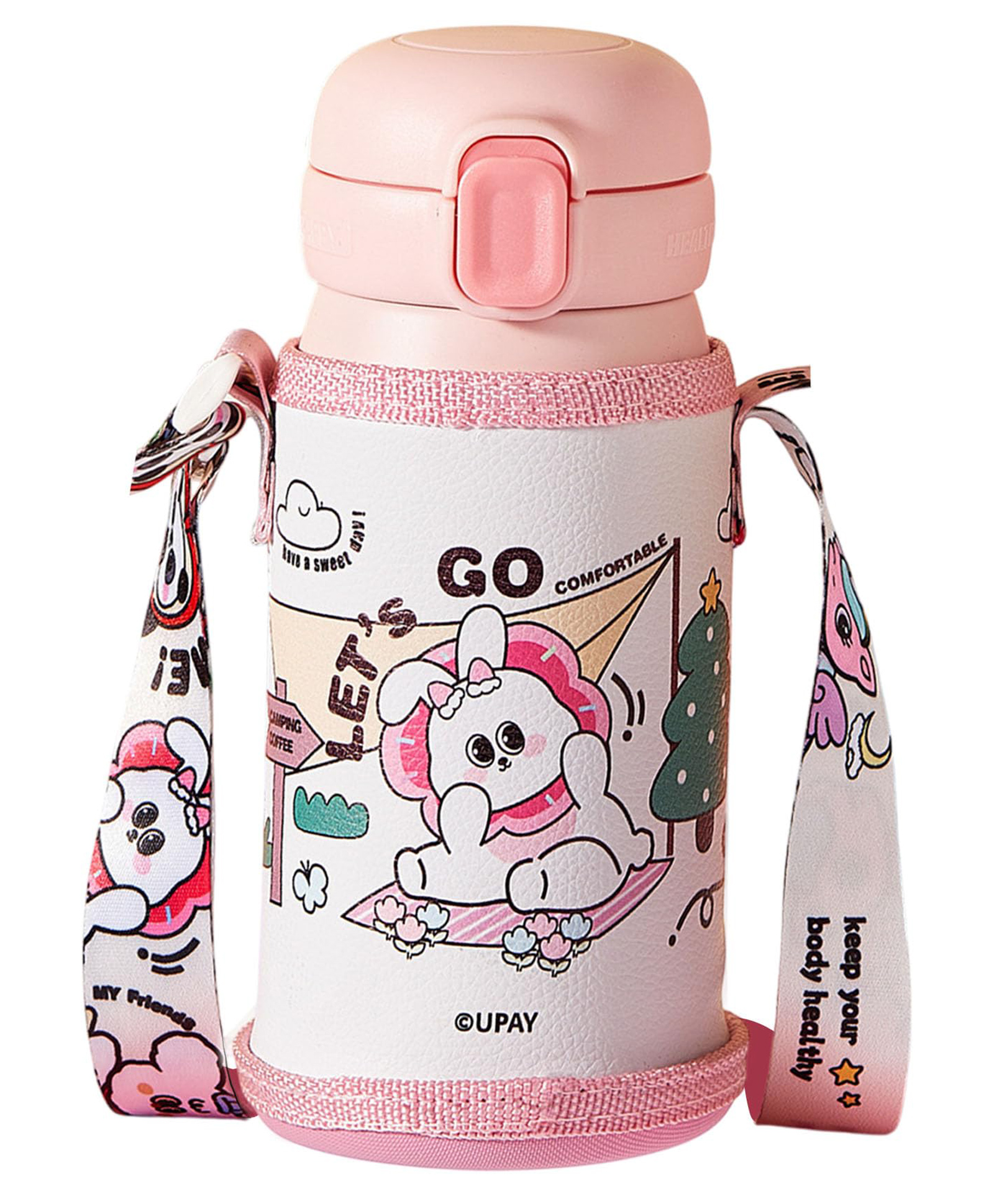 FunBlast Unicorn Theme Insulated Stainless Steel Water Bottle with Straw for Kids - 530 ML (Pink)-picture-13