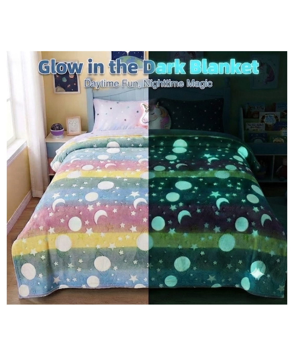 Butterthief Flannel Double Bed King Size Glow in The Dark Radium Blanket for Kids, Teenagers & Adults - Multicolor-image-27
