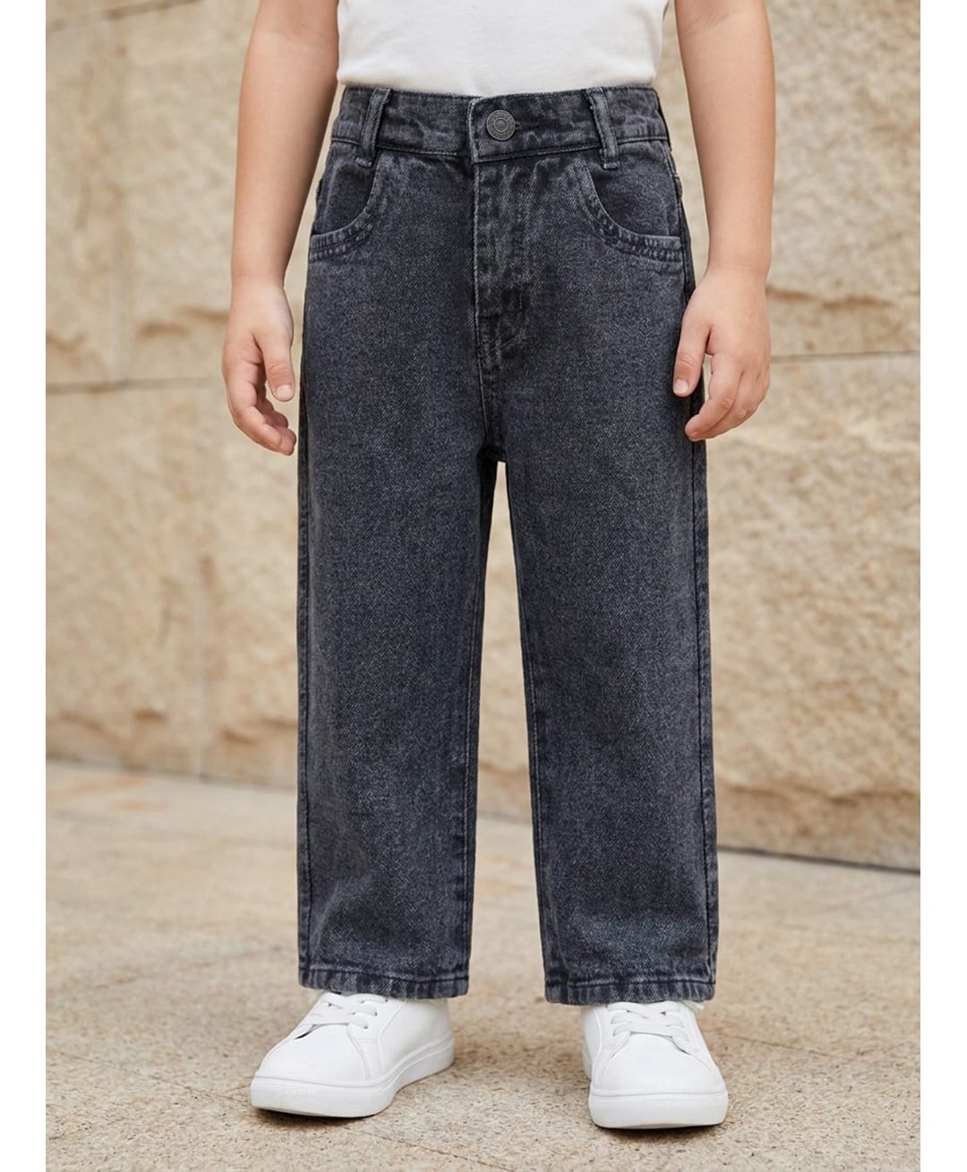 Rikidoos Denim Woven Full Length Washed Jeans - Charcoal Grey-image-17