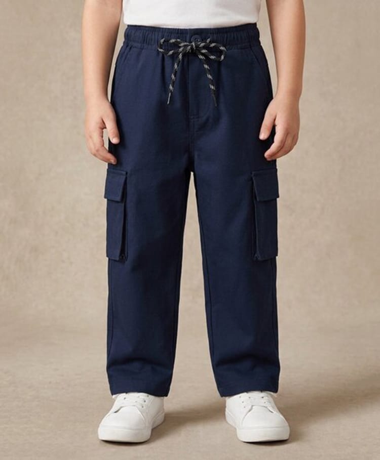 Rikidoos Cotton Woven Full Length Cargo Pant - Navy Blue-picture-11