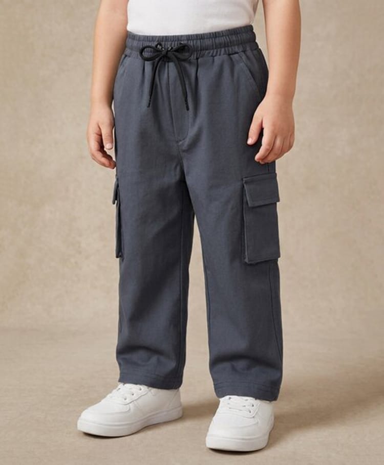 Rikidoos Cotton Woven Full Length Solid Cargo Pant - Grey-picture-15