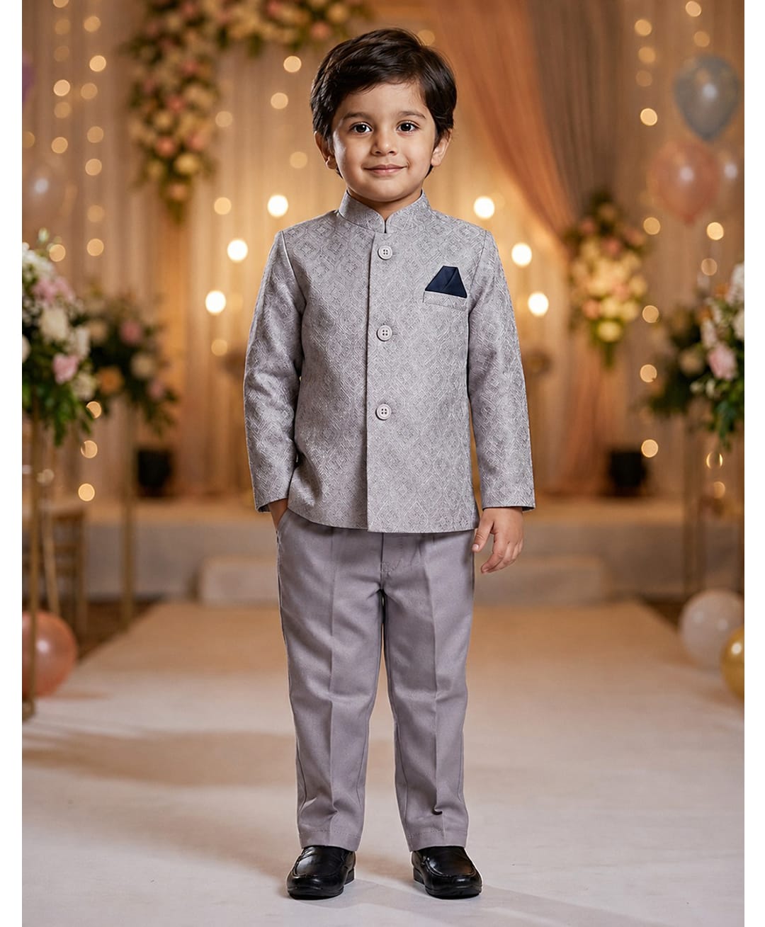 Rikidoos Cotton Woven Full Sleeve Textured Jodhapuri Pocket Square Coat With Pant - Lilac-picture-13