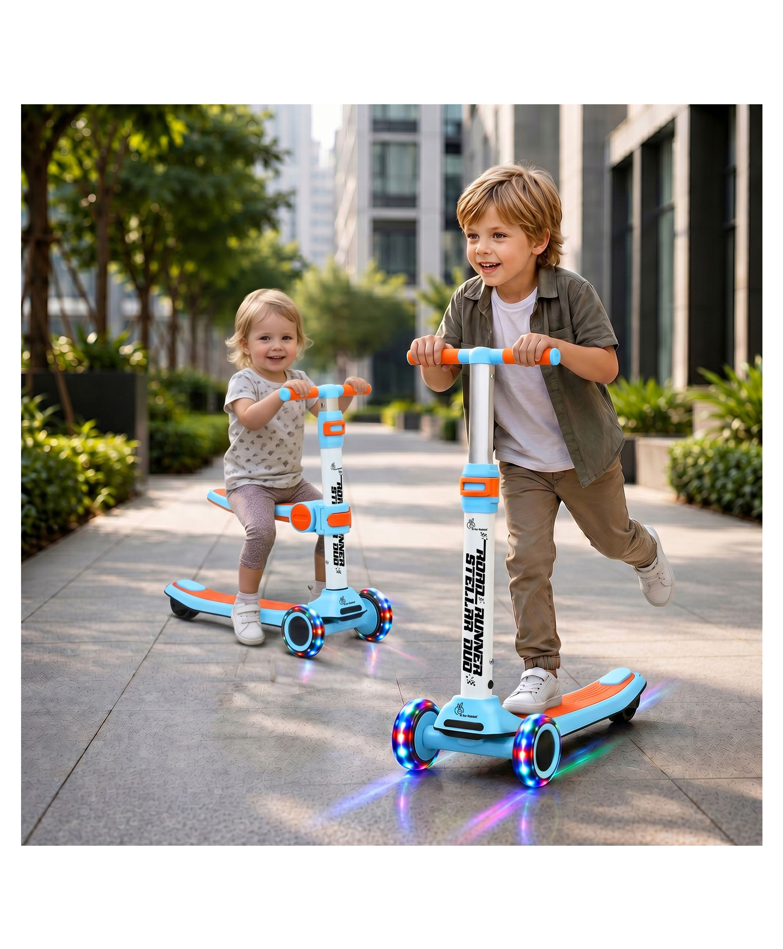R For Rabbit Runner Stellar LED Scooter With Bluetooth Music, Adjustable Height & Smooth Ride - Neon & Black-picture-10