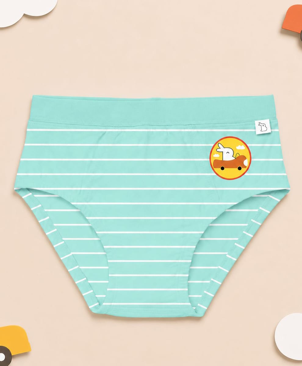 SuperBottoms Bamboo Knit Striped Briefs - Sea Green-image-1