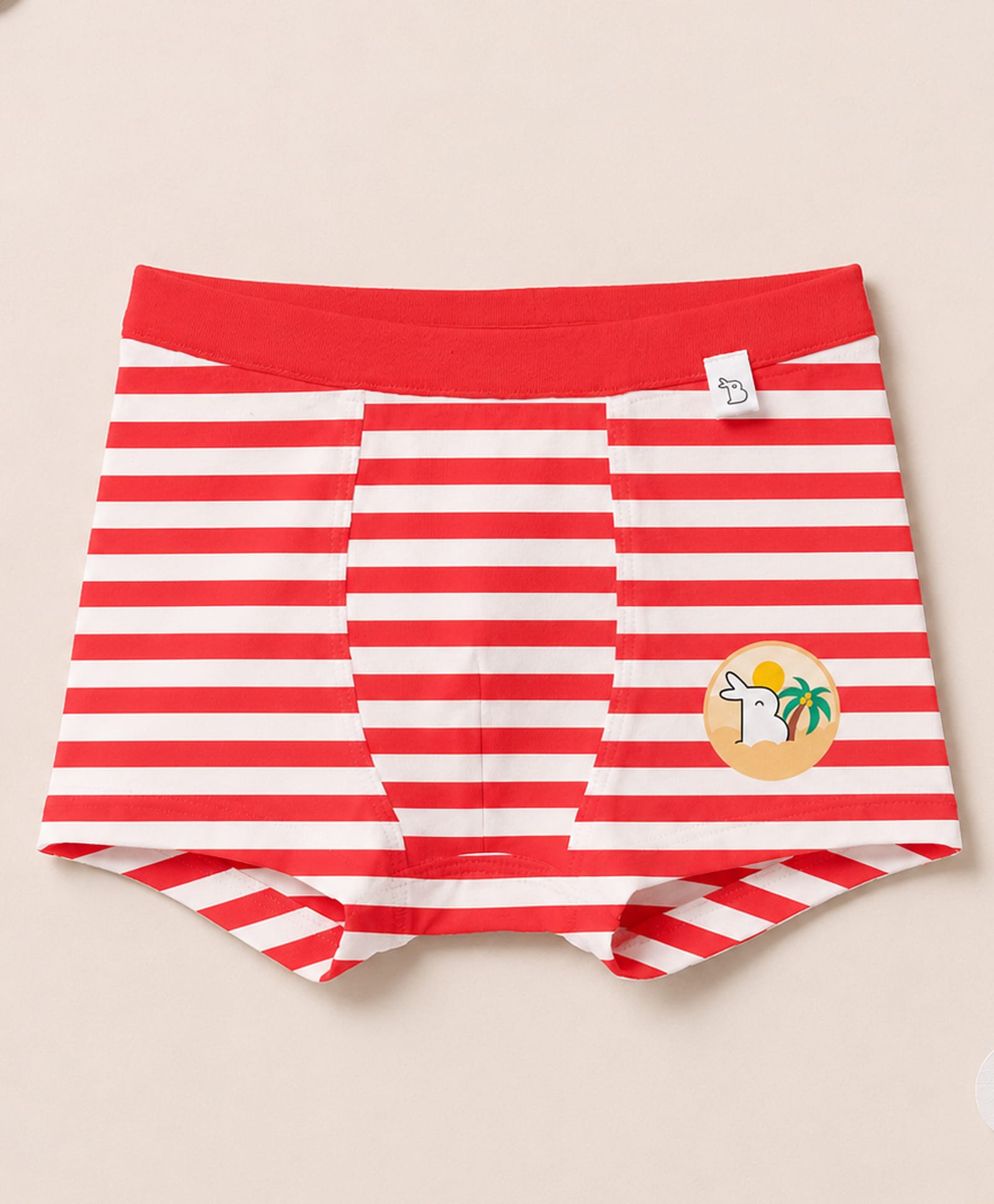 SuperBottoms Bamboo Knit Striped & Bunny On The Island Printed Boxers - Red & White-image-20
