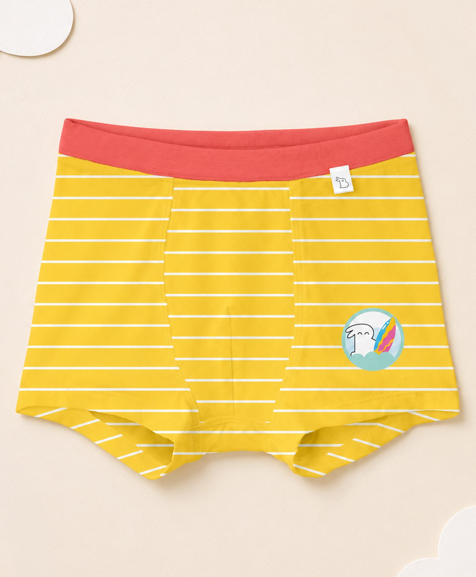 SuperBottoms Bamboo Knit Striped & Surfing Bunny Printed Boxers - Yellow-image-49