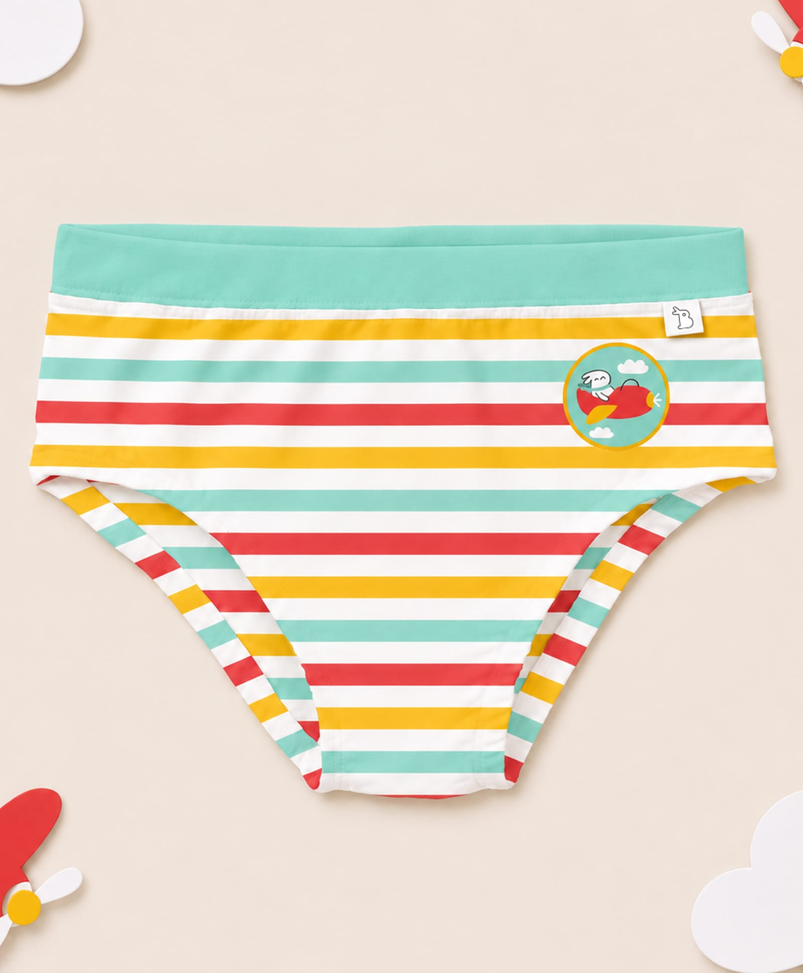SuperBottoms Bamboo Knit Striped & Bunny In Plane Printed Panties - Multi Colour-picture-14