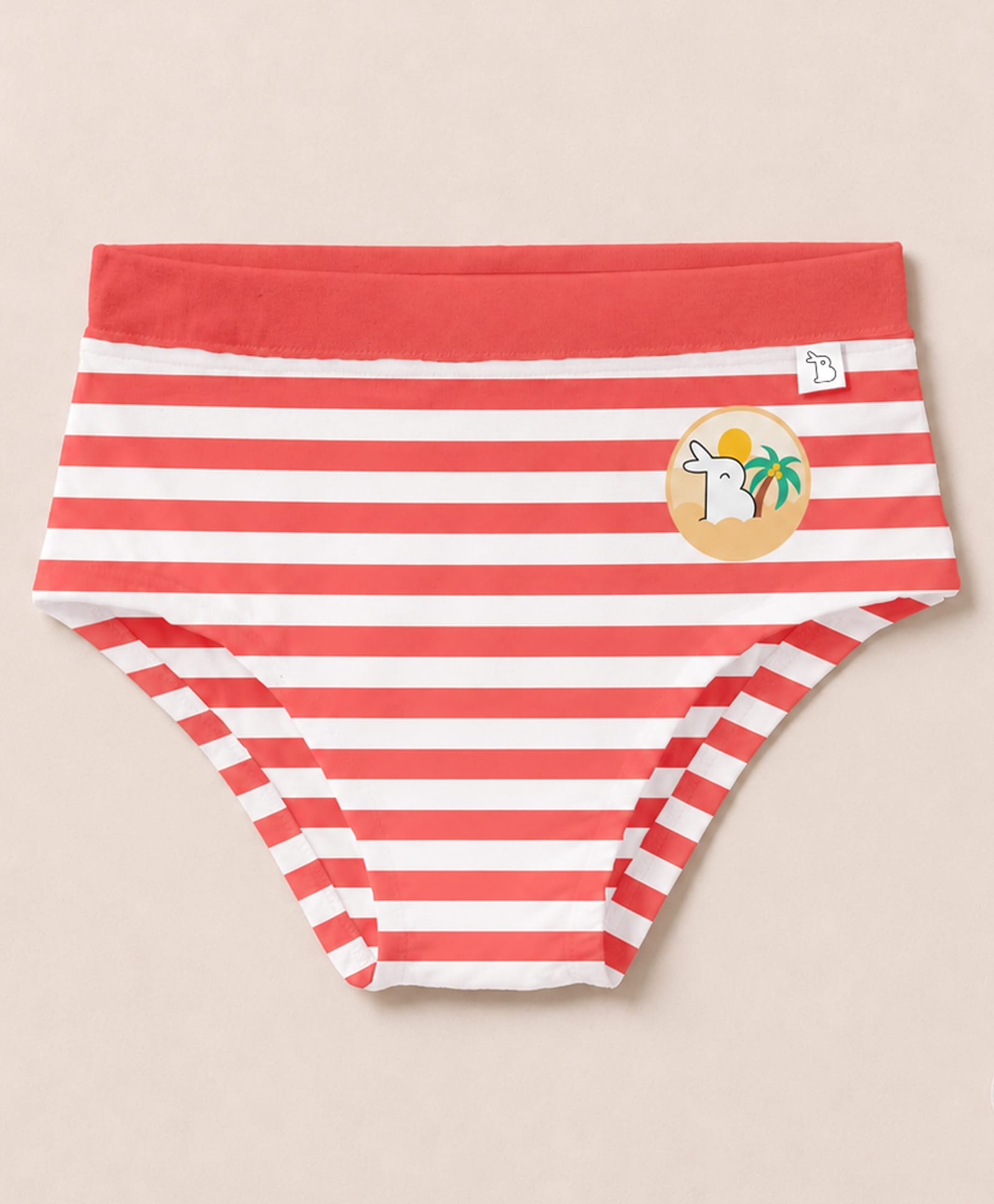 SuperBottoms Bamboo Knit Striped & Bunny On The Island Printed Panties - Red & White-picture-17