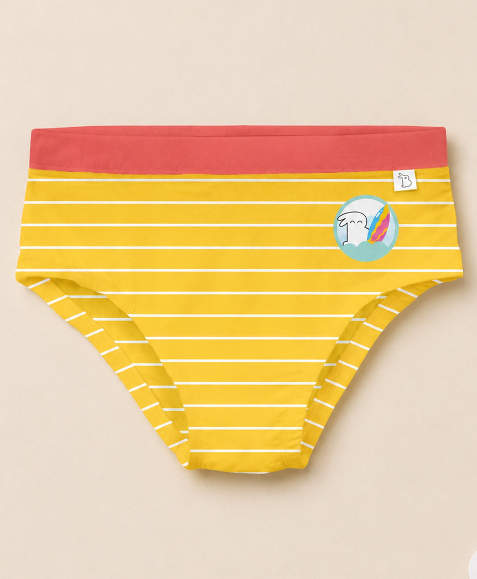 SuperBottoms Bamboo Knit Striped & Surfing Bunny Printed Panties - Yellow-picture-42