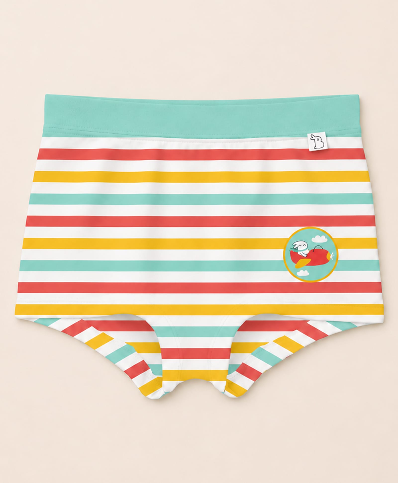 SuperBottoms Bamboo Knit Striped & Bunny In A Plane Printed Boyshorts - Multi Colour-picture-16