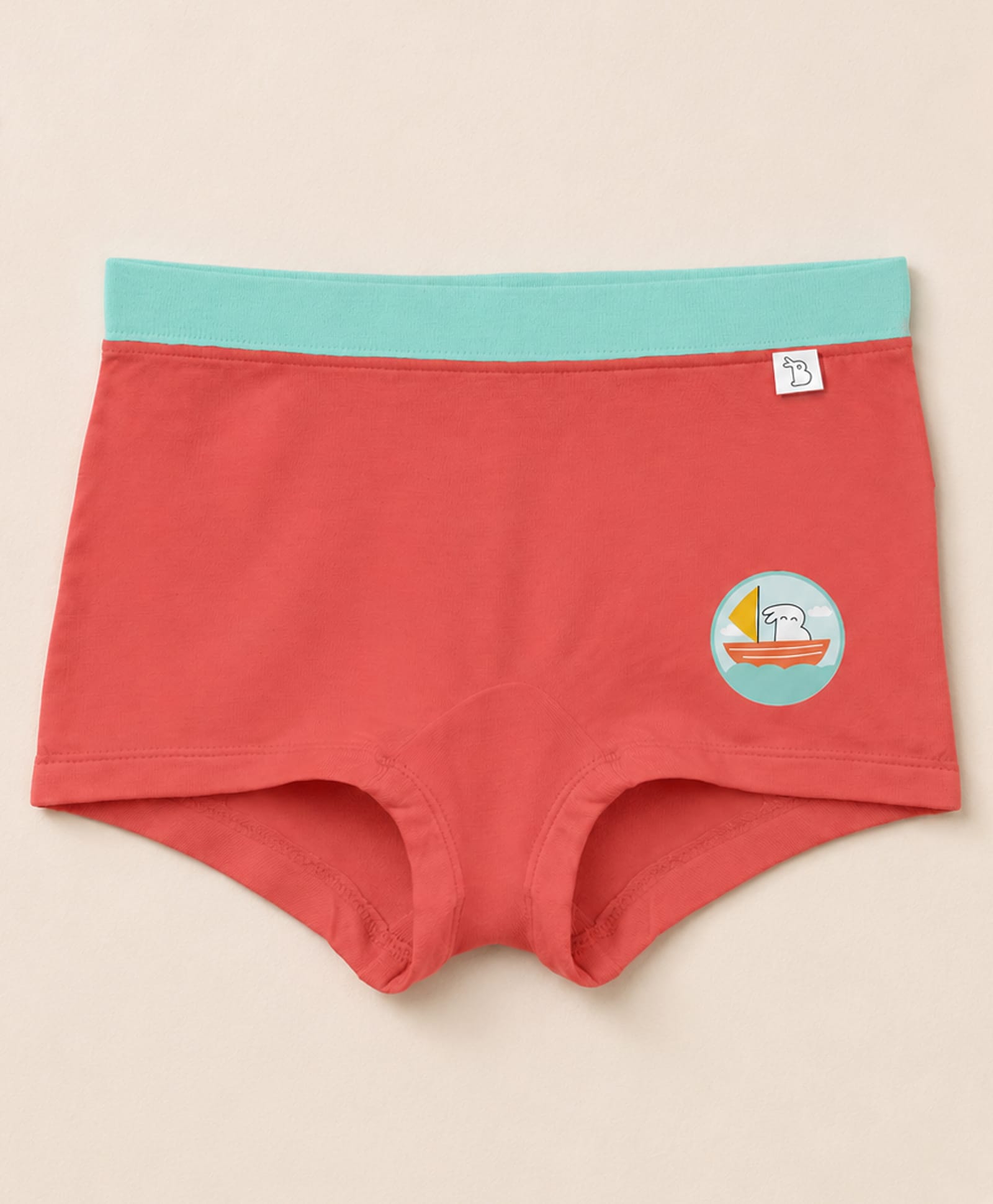 SuperBottoms Bamboo Knit Bunny In A Boat Printed Boyshorts - Red-picture-7