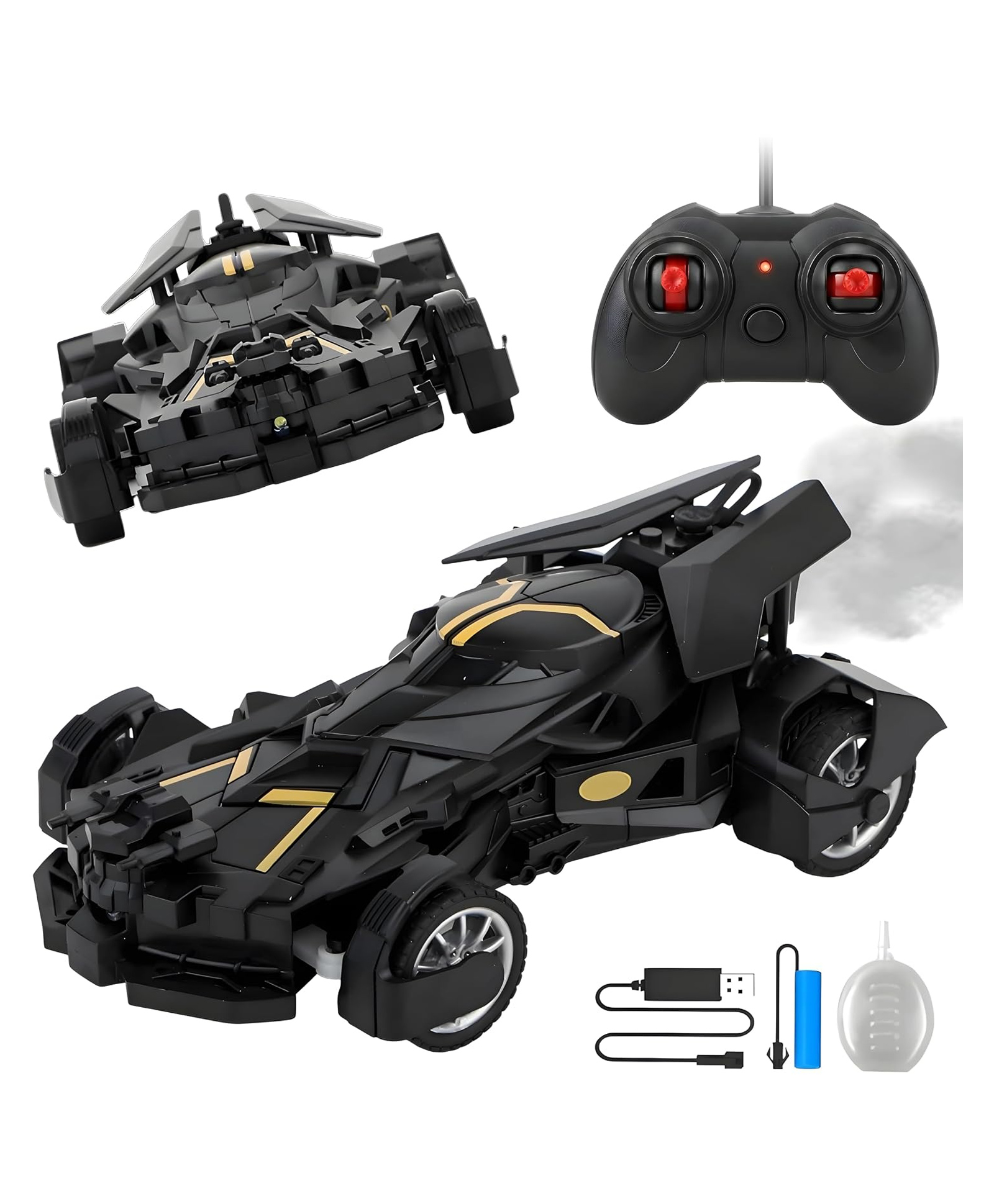 FUNVERSE Remote Control Car with Smoke Spray Effect, 10 Feet Range,LED Lights & Rechargeable Battery | 2.4GHz RC Toy Car with Mist Function, Drift & 360° Action | Kids Toy Car for Kids-picture-15