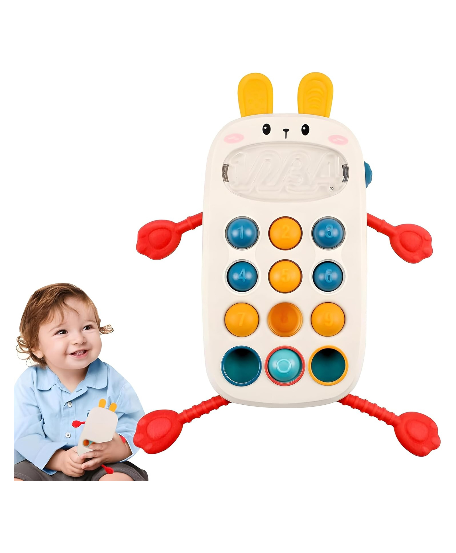 FUNVERSE 8 in 1 Montessori Pull String for Toddlers (1+ Years) | Rabbit Shape Sensory Activity Toy with Pop It Buttons, Sliding Game & Fine Motor Skill Development | Travel Toy for Kids-image-27