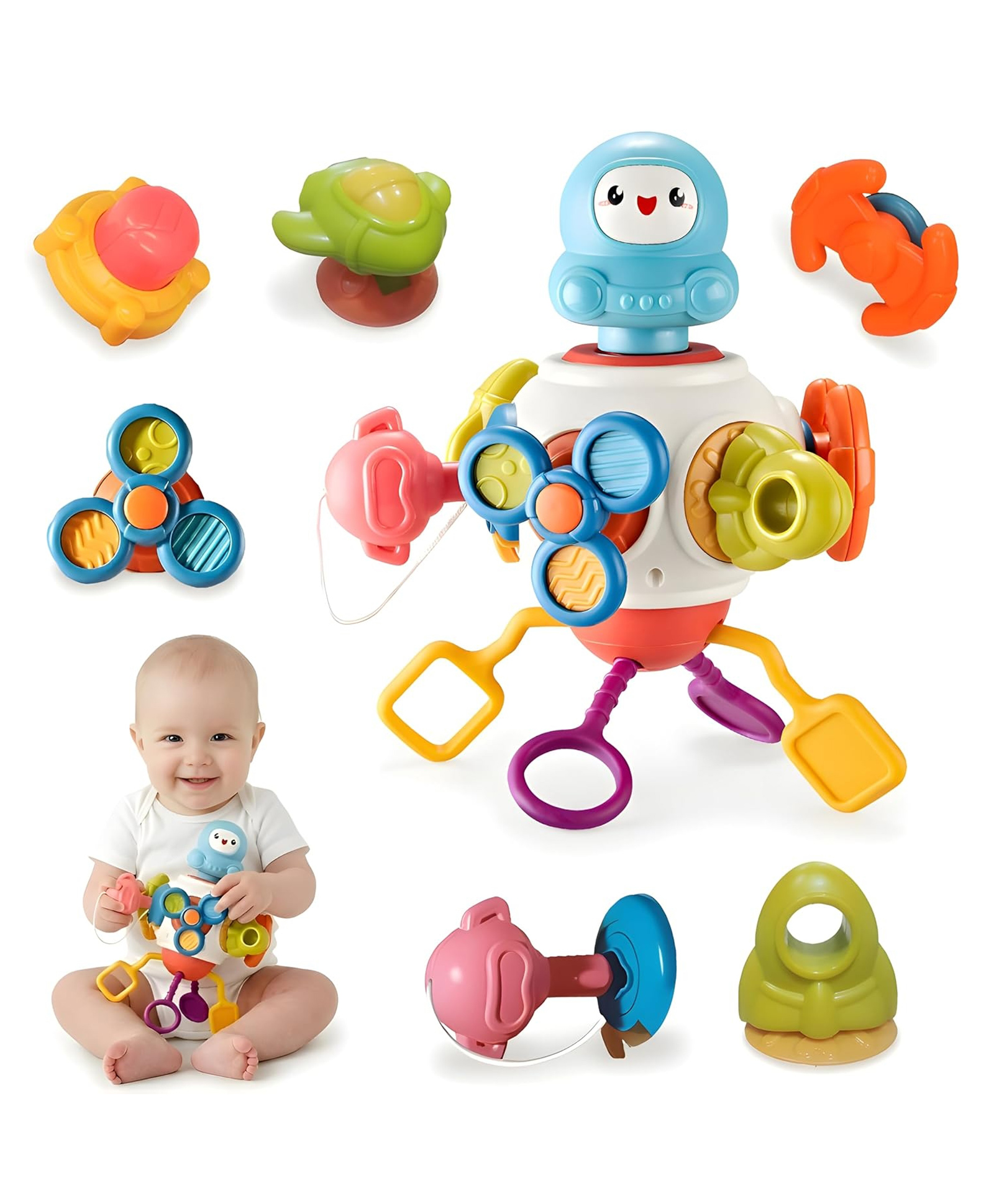 FUNVERSE Montessori 8-in-1 Baby Activity Cube Toy for Kids| Sensory Learning & Motor Skill Development Toy | Spinner, Pull String & Rotating Astronaut | Hanging Travel Toy for Babies & Toddlers-image-28