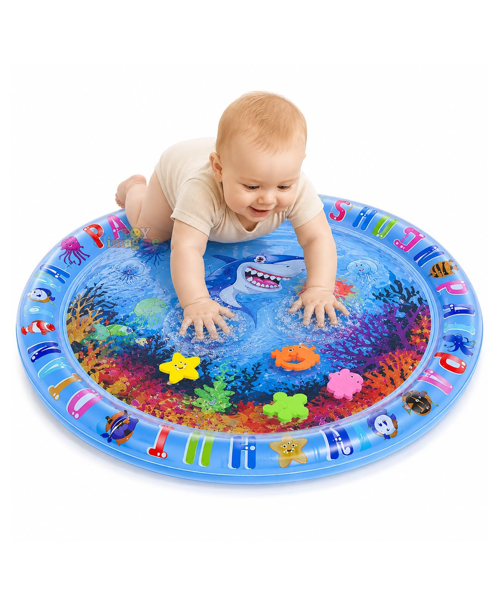 FUNVERSE Circle Water Play mat for Babies Leakproof Water Play Mat, Fun Activity Play Center Indoor and Outdoor Water Play Mat for Baby, Pack of 1, Multicolour-image-12