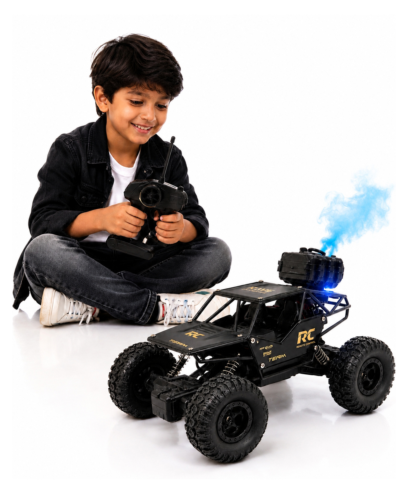 BitFeex Rechargeable RC Rock Crawler Off-Road Car with Wireless Remote Control, LED Lights & USB Charging Cable for Kids-Color May Vary-Pack of 1pcs-image-7