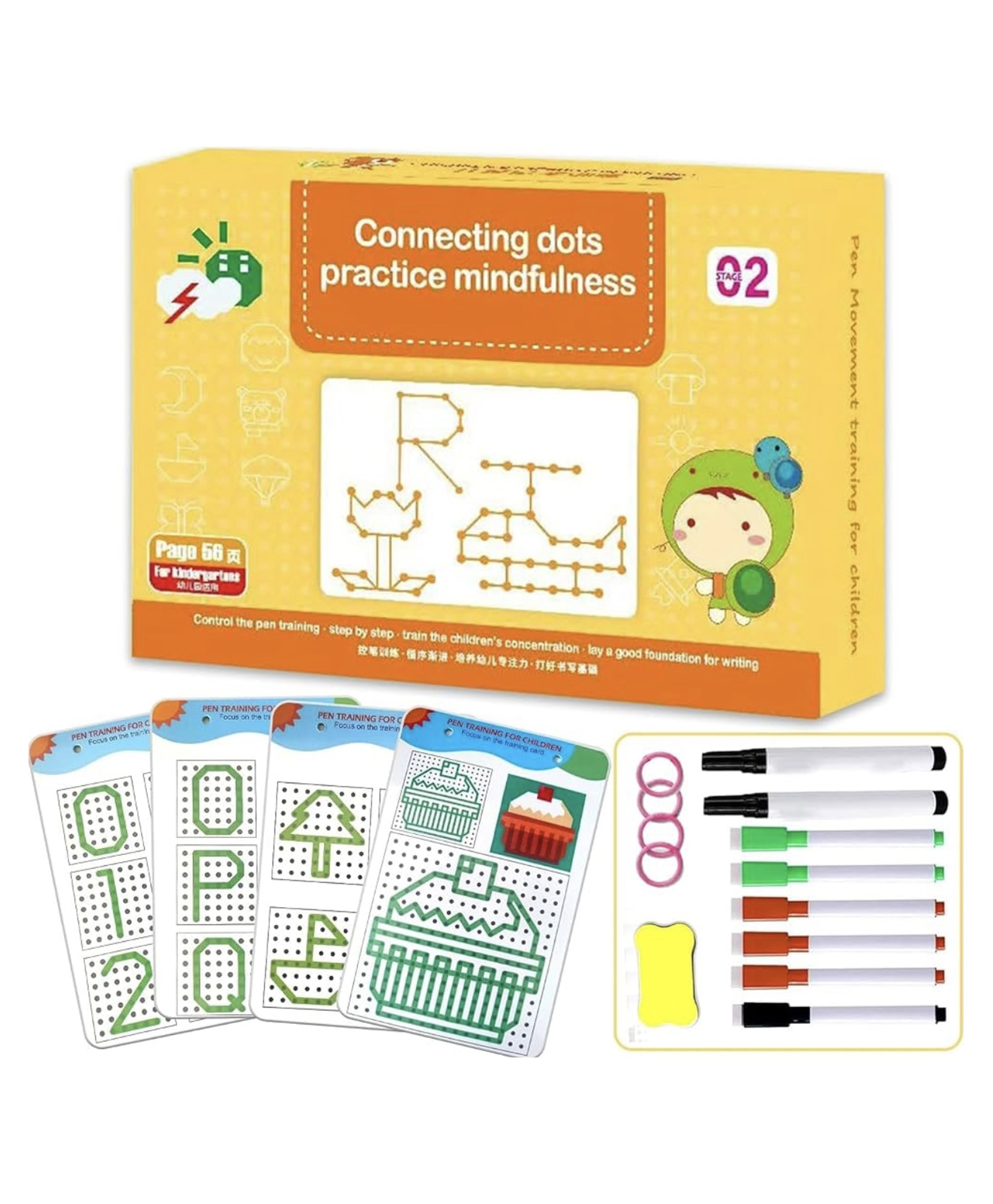 ARCADE TOYS Kid's Reusable Handwriting Tracing Practice Workbook Set, Early Educational Set, Magic Practice Copybook and Preschool Learning Activity Set (56 Pages, Practice-Level 2) Multicolour-picture-46