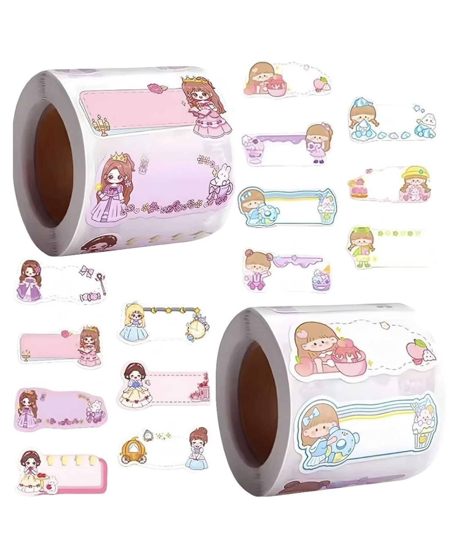 ARCADE TOYS Cute Cartoon Name Sticker Rolls for Kids 300 PCS/1 Rolls, Self-Adhesive Kawaii Label Stickers for School Notebooks, School Supplies Stickers (Multicolor)-picture-45
