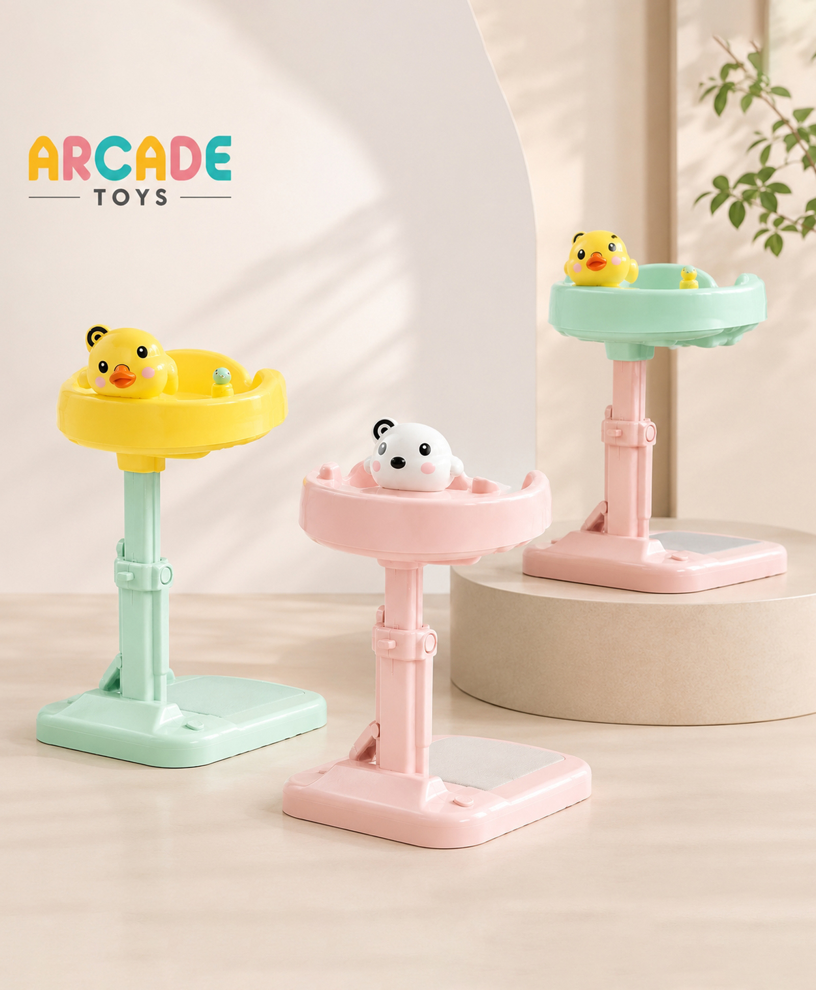 ARCADE TOYS Adjustable Duck Baby Bath Support | Non-Slip Suction Bath Stand | Hands-Free Baby Bathing Helper | Safe & Durable Bath Accessory for Babies and Toddlers- Multicolour-image-2