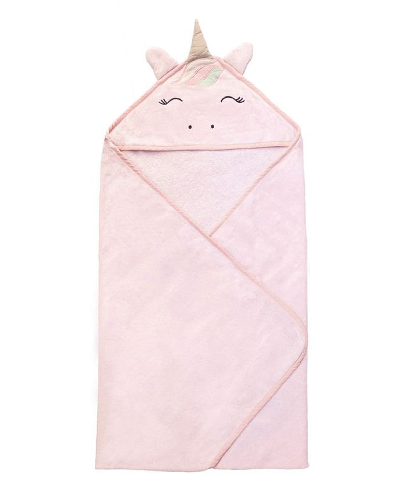 Masilo Cotton Blend Woven Unicorn Embroidered Hooded Towel - Pink-image-11