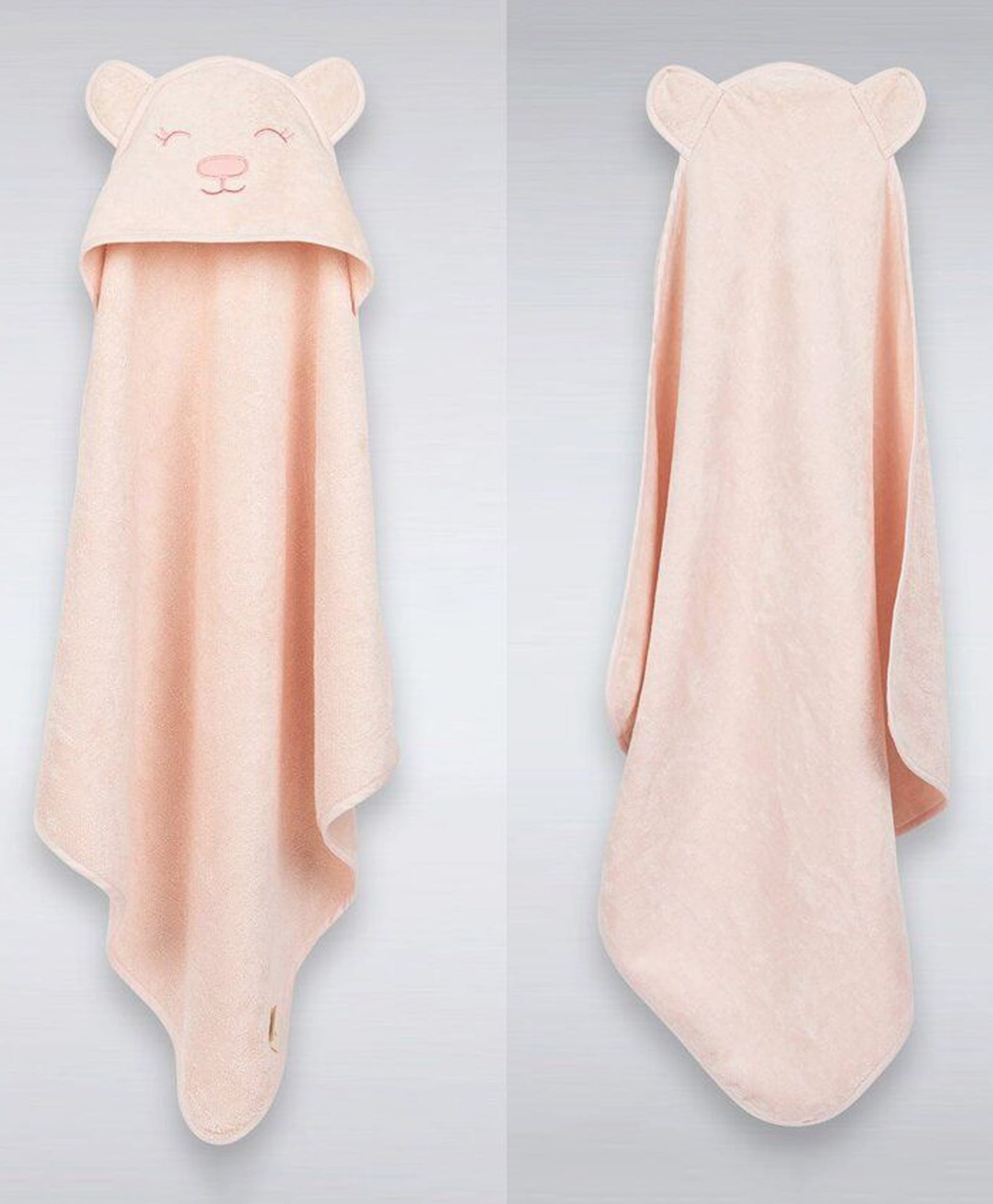Masilo Cotton Blend Woven Animal Face Embroidered Hooded Towel - Pink-image-48