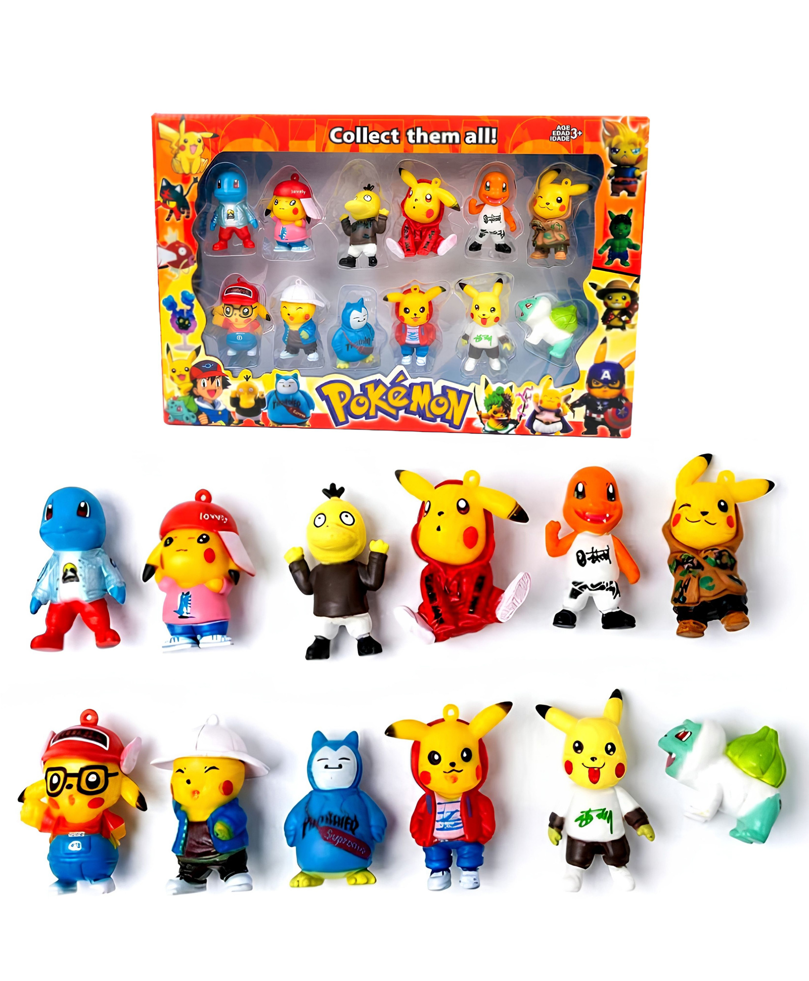 YAMAMA Pokémon 12-Piece Premium Collectible Mini Action Figure Set for Kids & Adults, Hypebeast Streetwear Cosplay Edition Miniature Toy Pack, Fun Entertainment Kids Toy - Multicolor-image-2